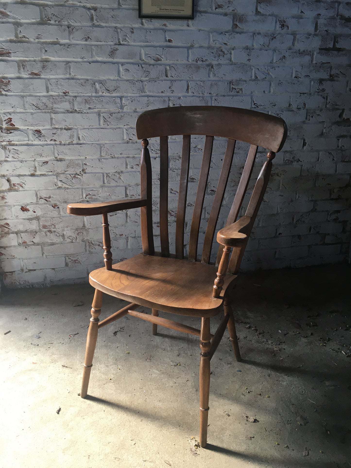 Vintage elm slat-back Windsor chair.
