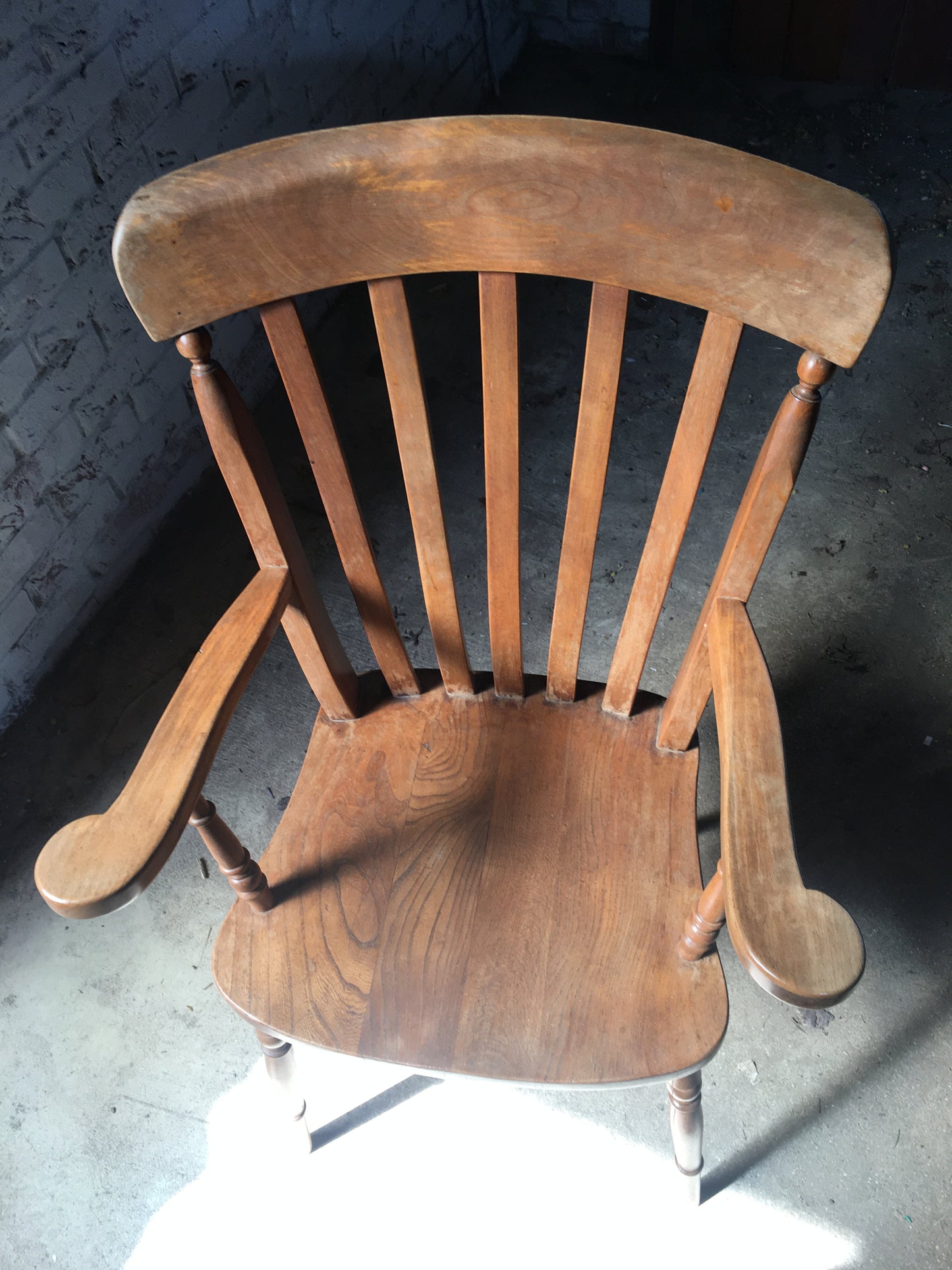 Vintage elm slat-back Windsor chair.