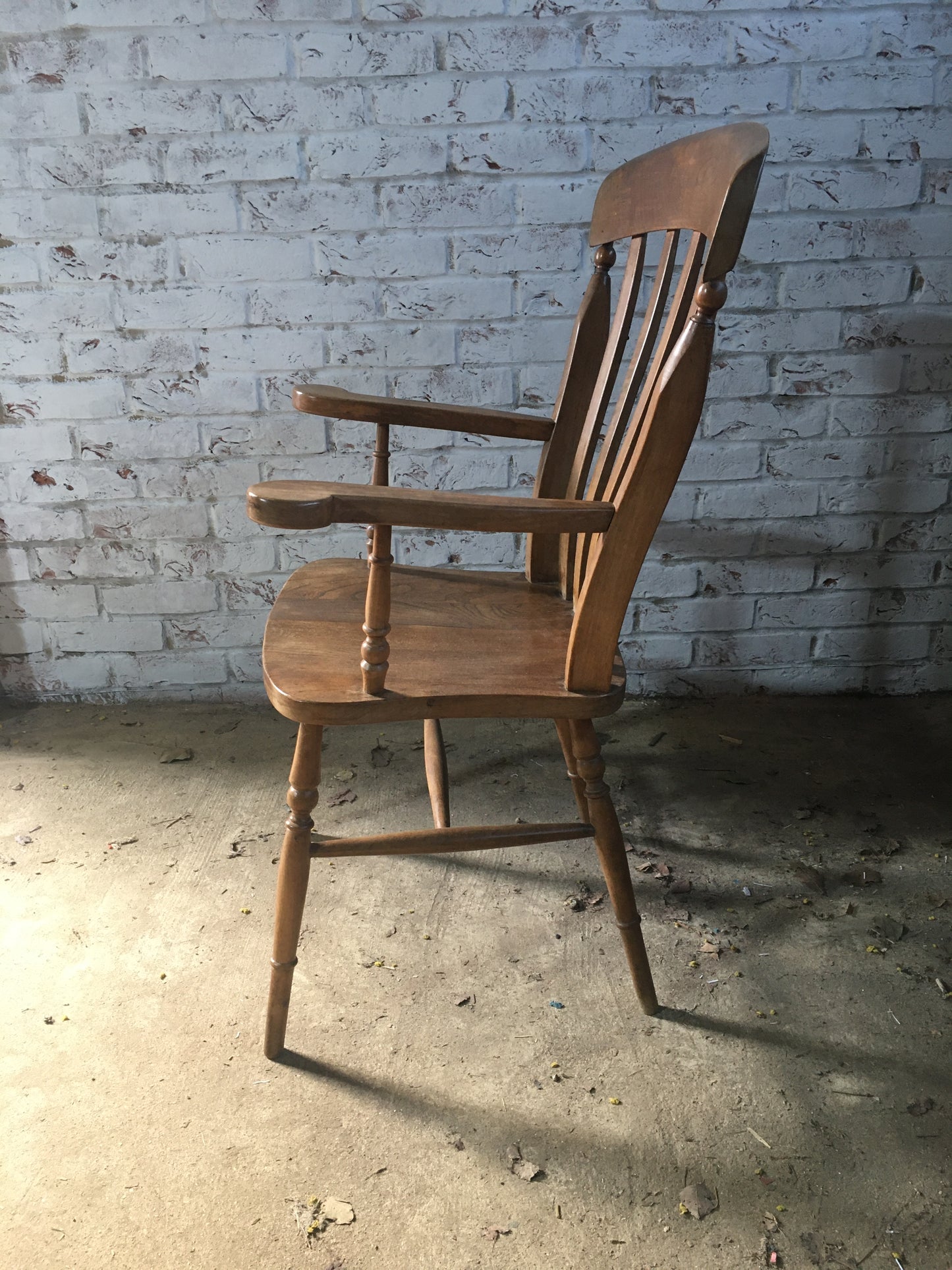 Vintage elm slat-back Windsor chair.
