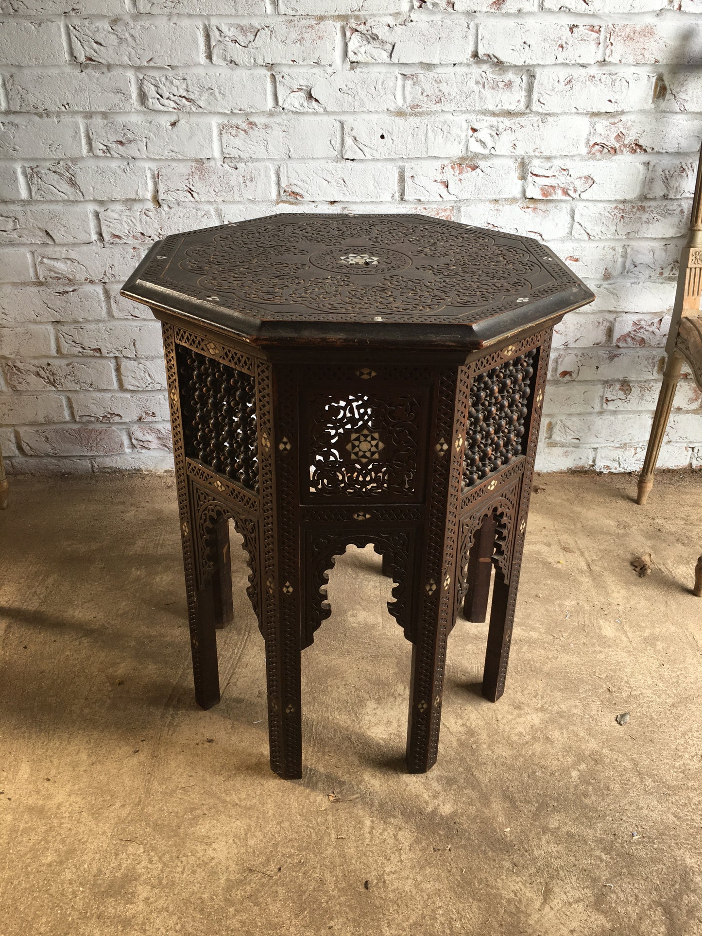 Superb untouched Moorish octagonal side table.