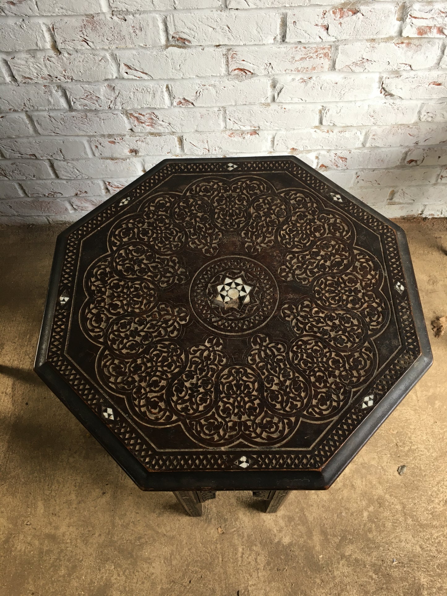Superb untouched Moorish octagonal side table.
