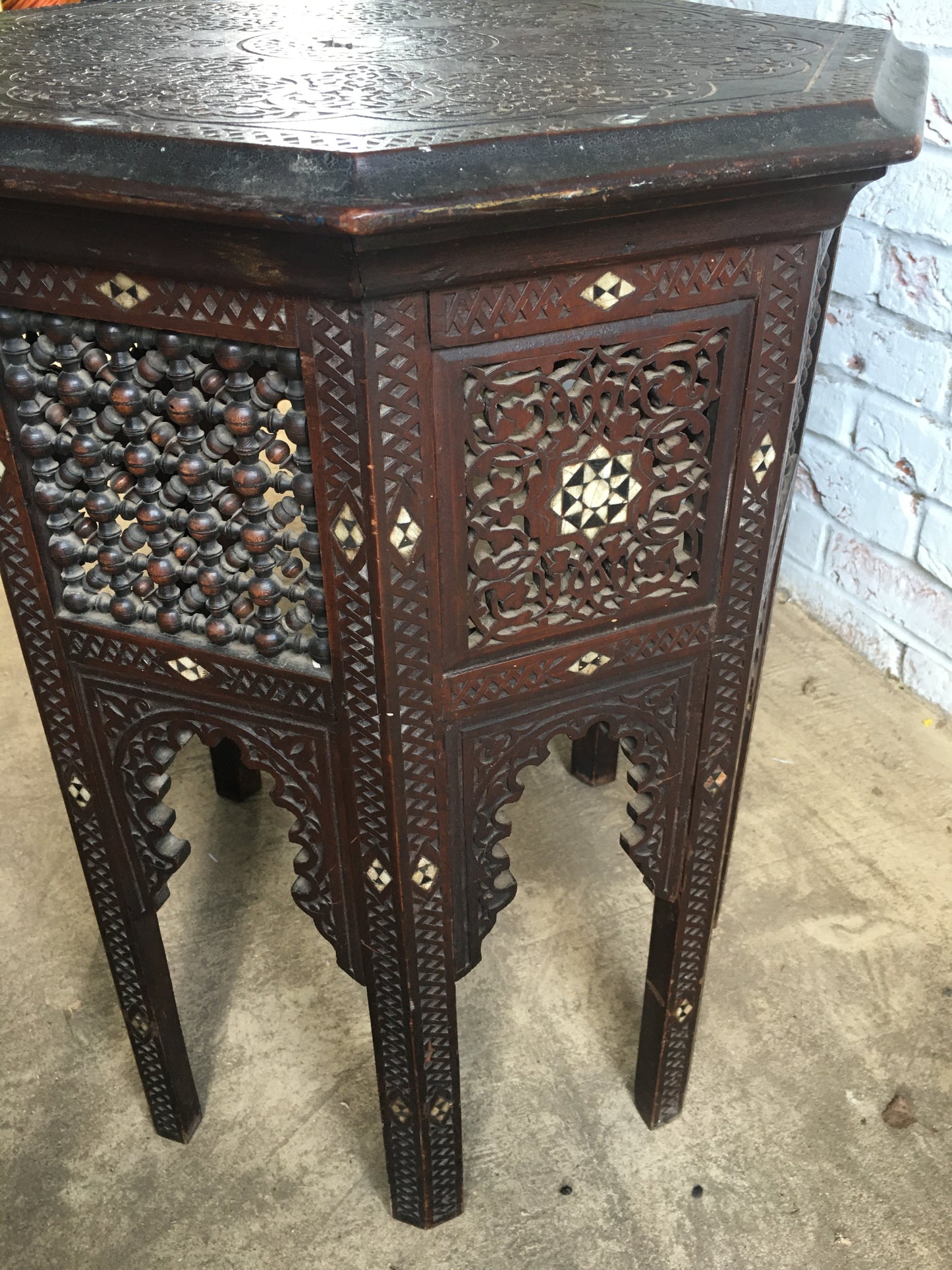 Superb untouched Moorish octagonal side table.