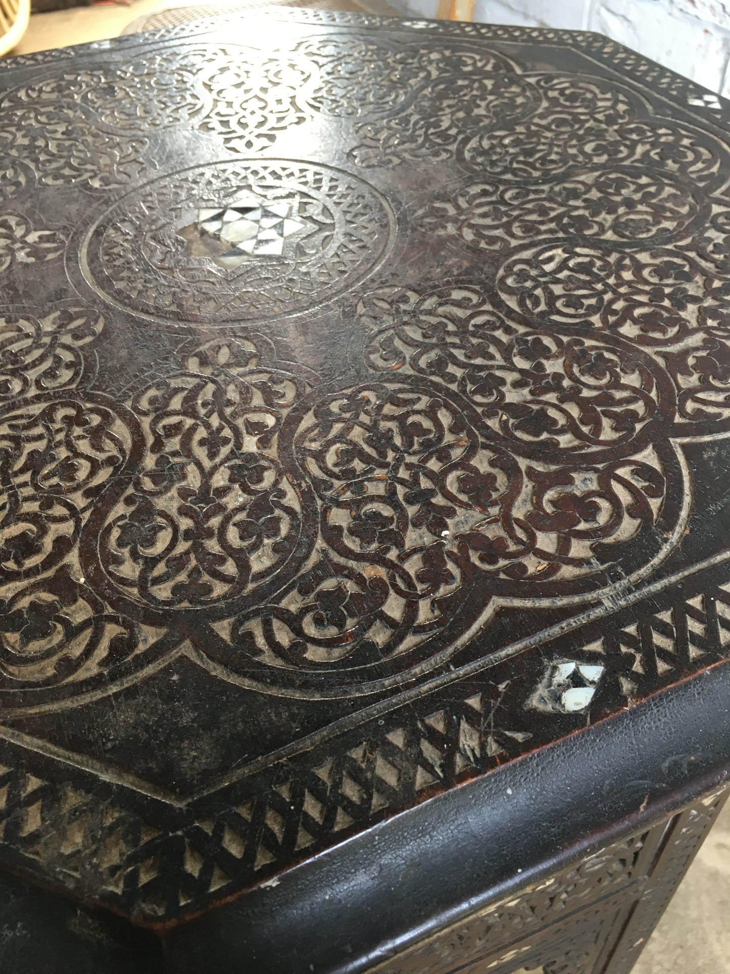Superb untouched Moorish octagonal side table.