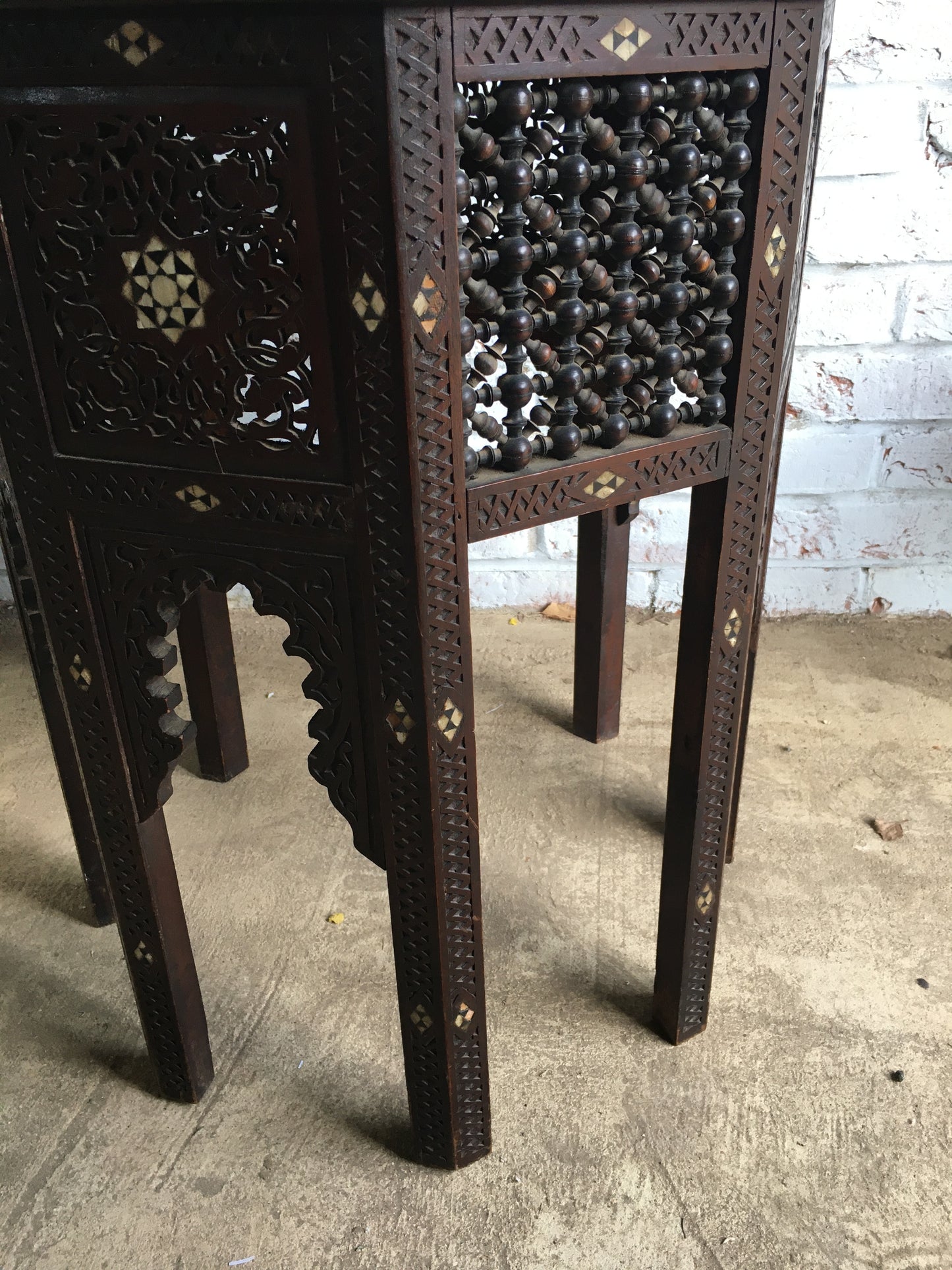 Superb untouched Moorish octagonal side table.