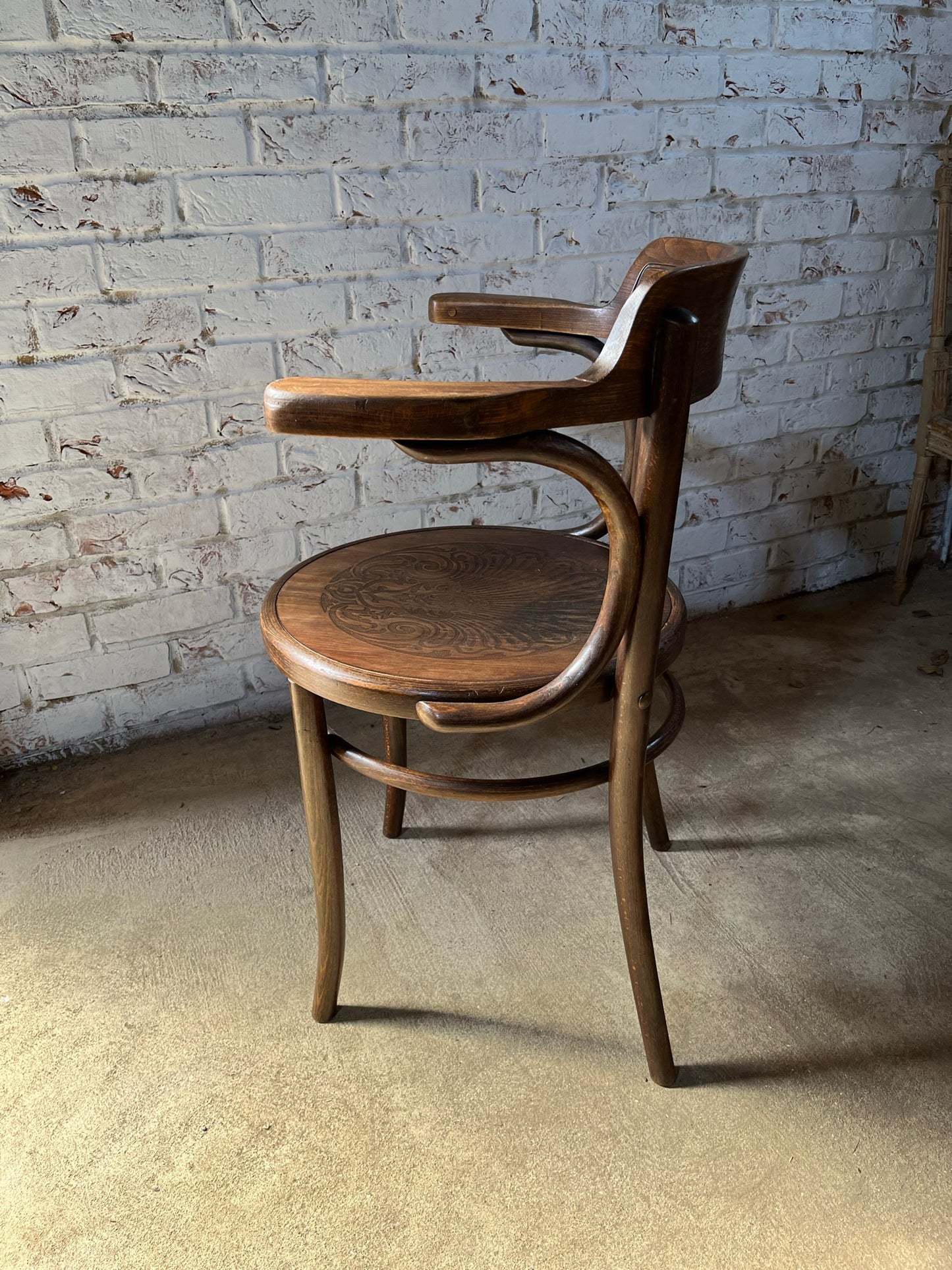Bentwood chair by Fischel, original label and stamp.