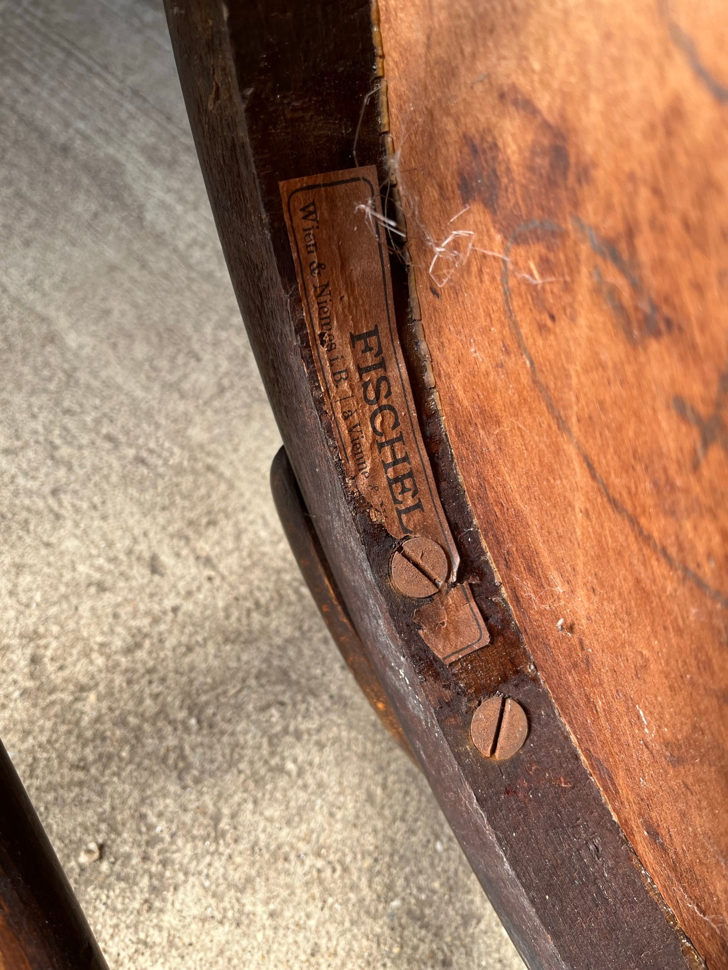 Bentwood chair by Fischel, original label and stamp.
