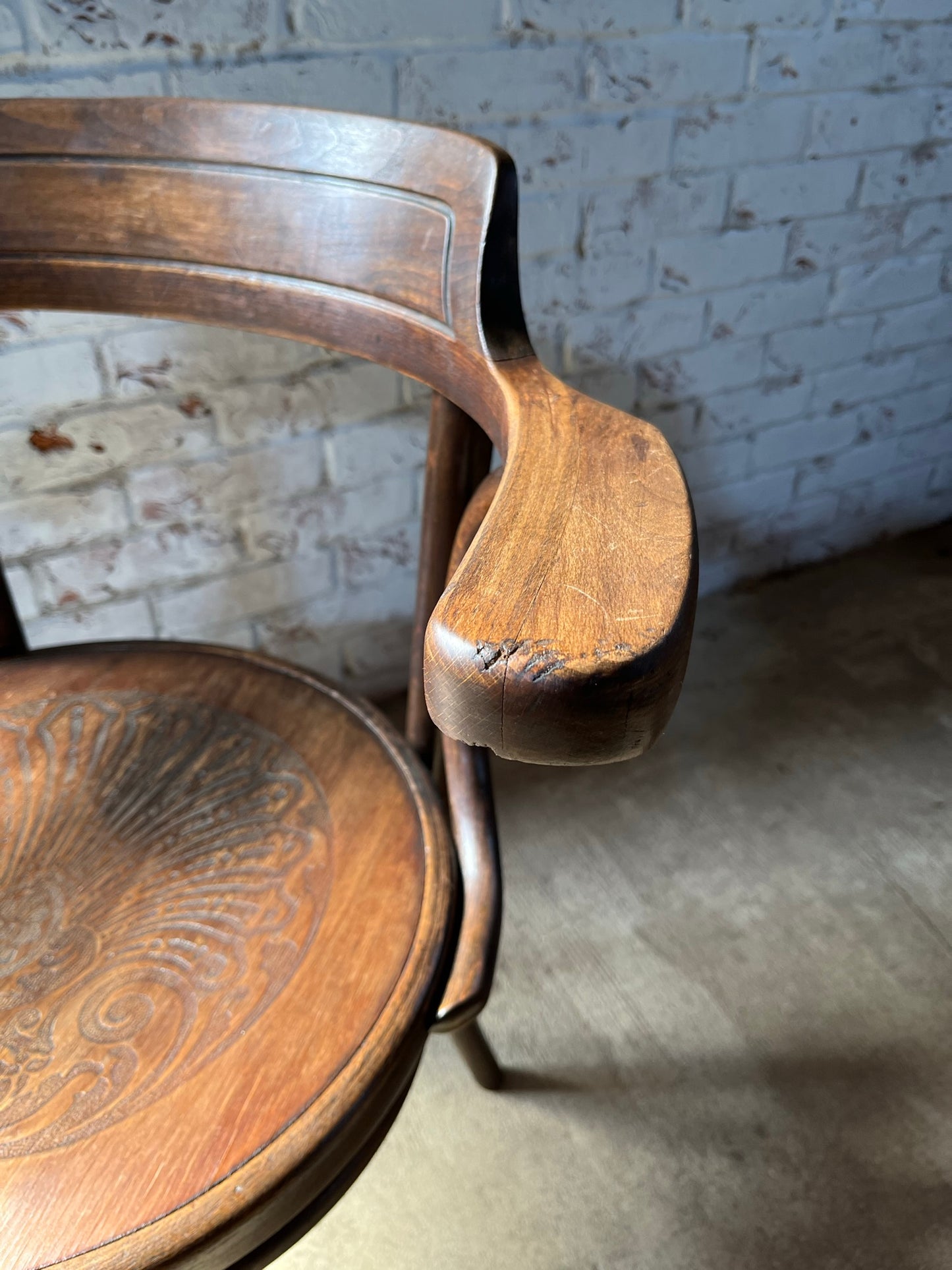 Bentwood chair by Fischel, original label and stamp.