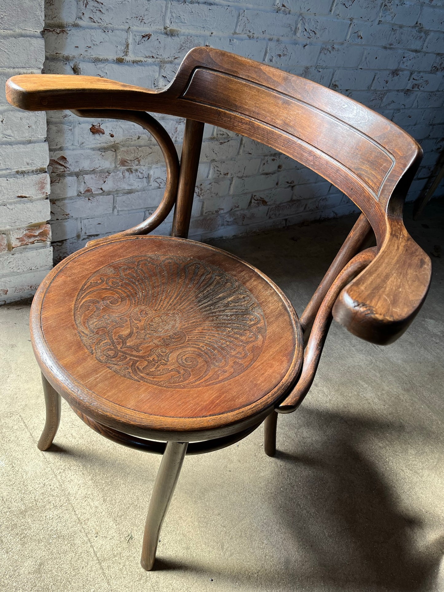 Bentwood chair by Fischel, original label and stamp.