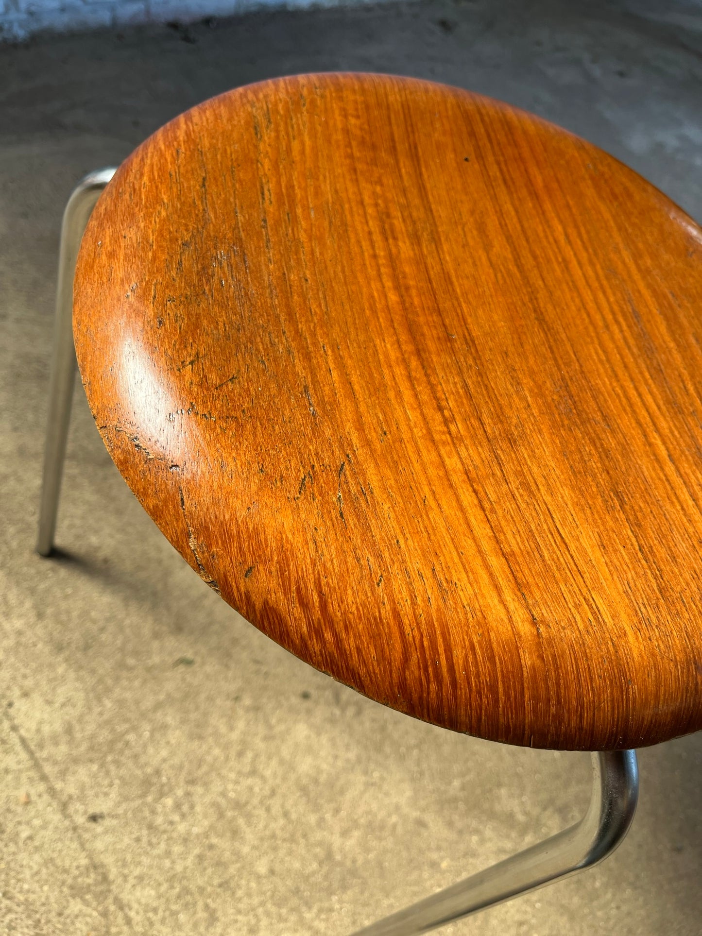 Pair of teak 1967 'Dot' stools, by Arne Jacobsen for Fritz Hansen.