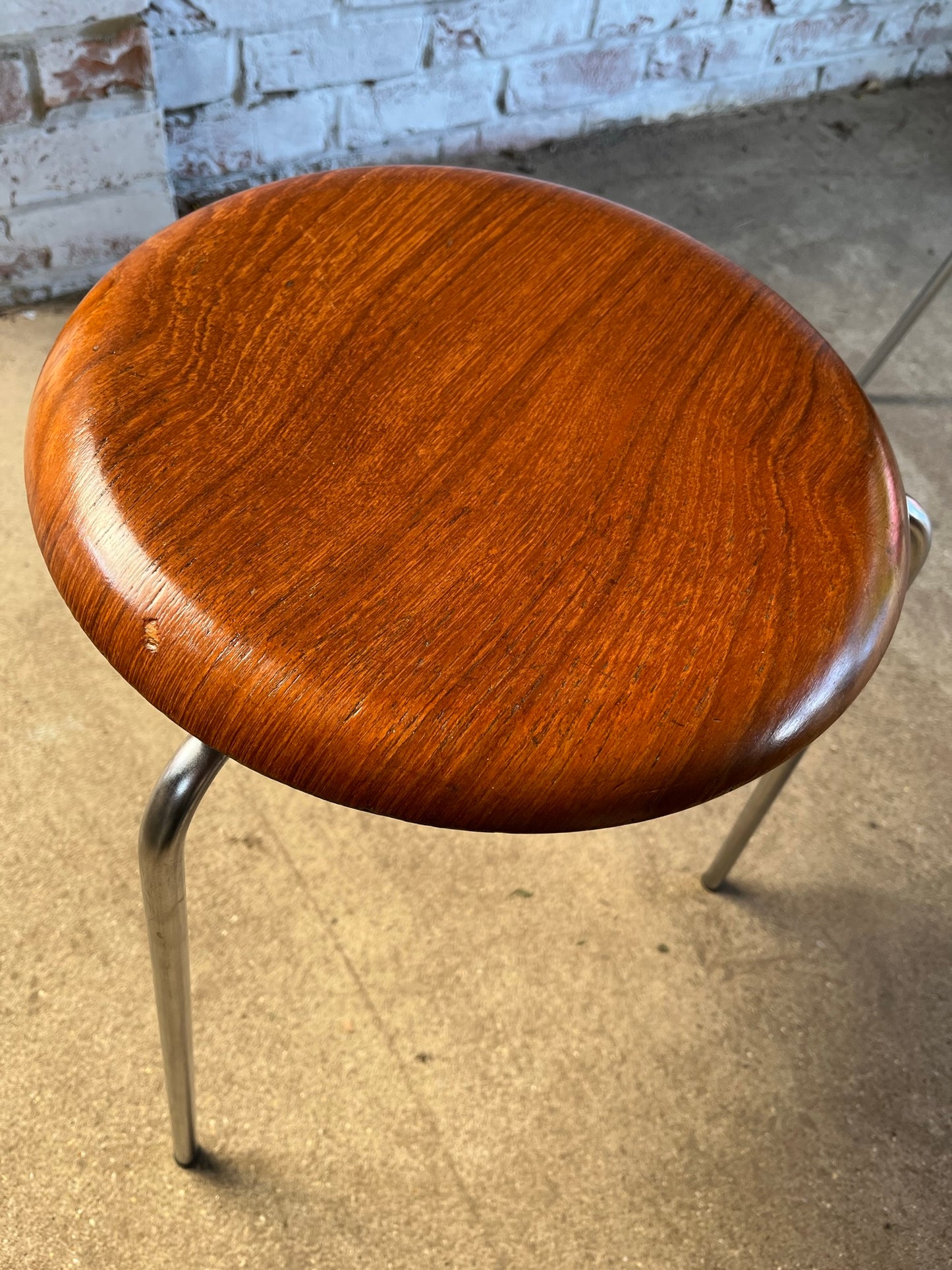 Pair of teak 1967 'Dot' stools, by Arne Jacobsen for Fritz Hansen.
