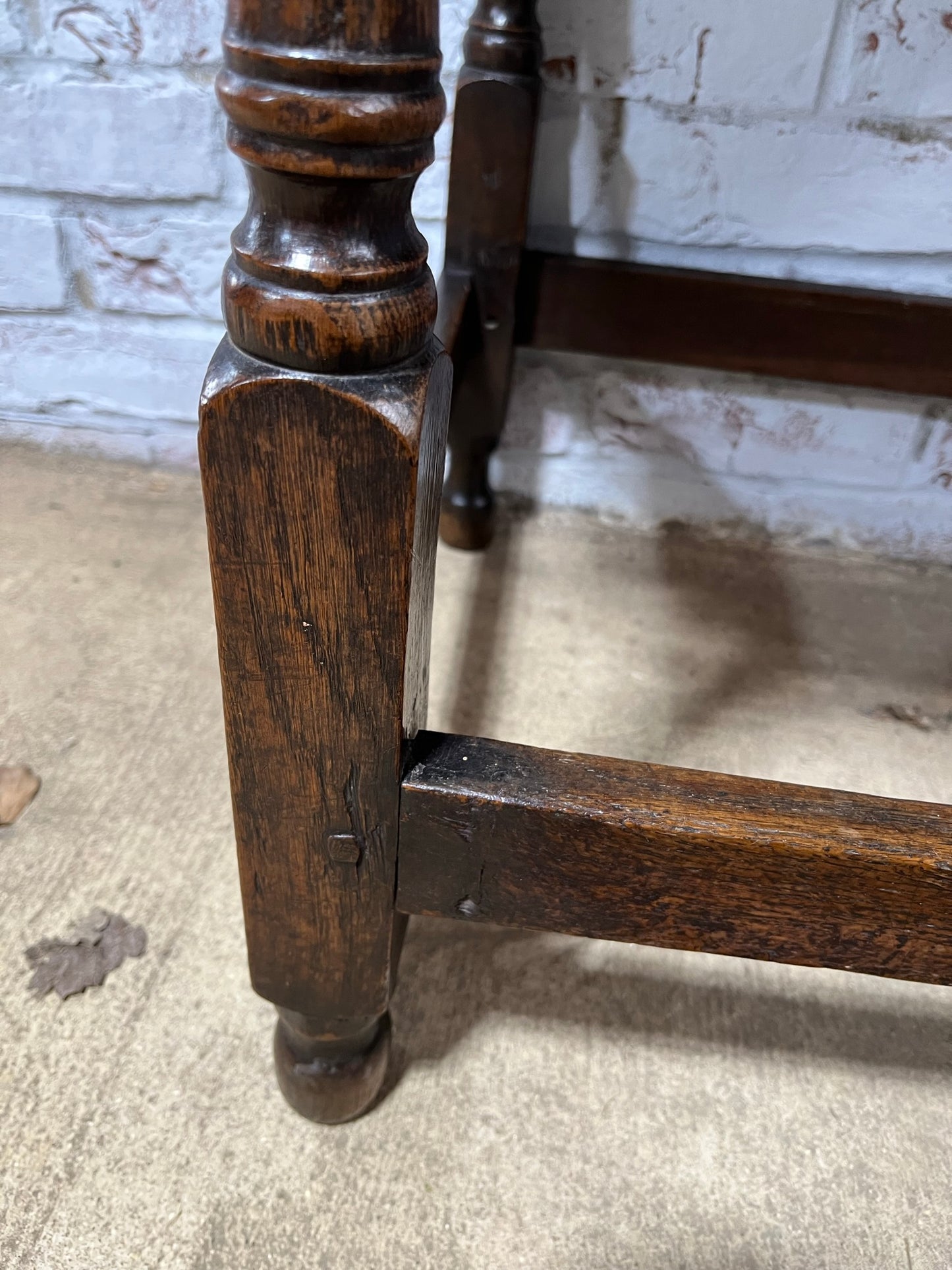 Early 18th century oak side table.