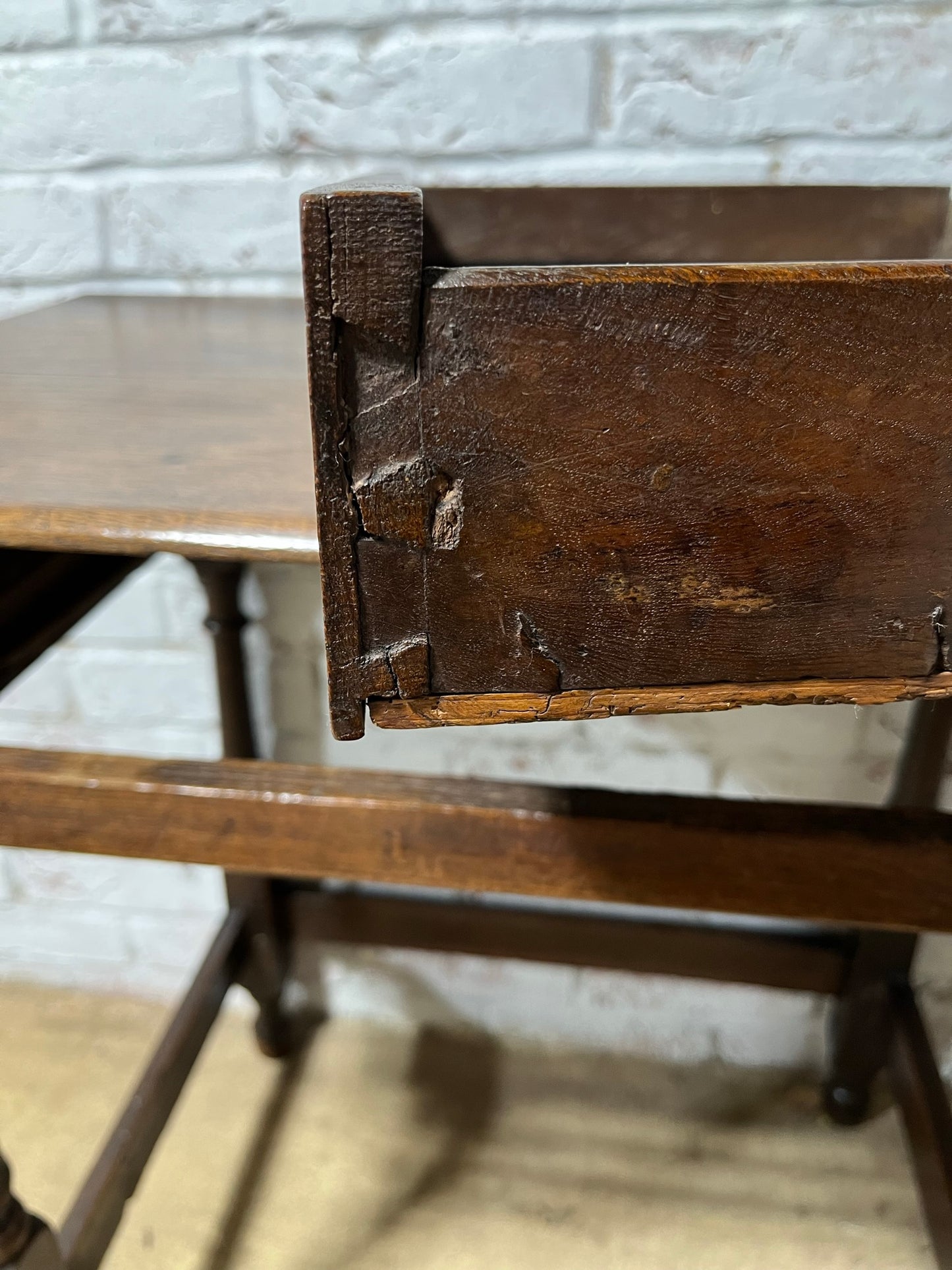 Early 18th century oak side table.