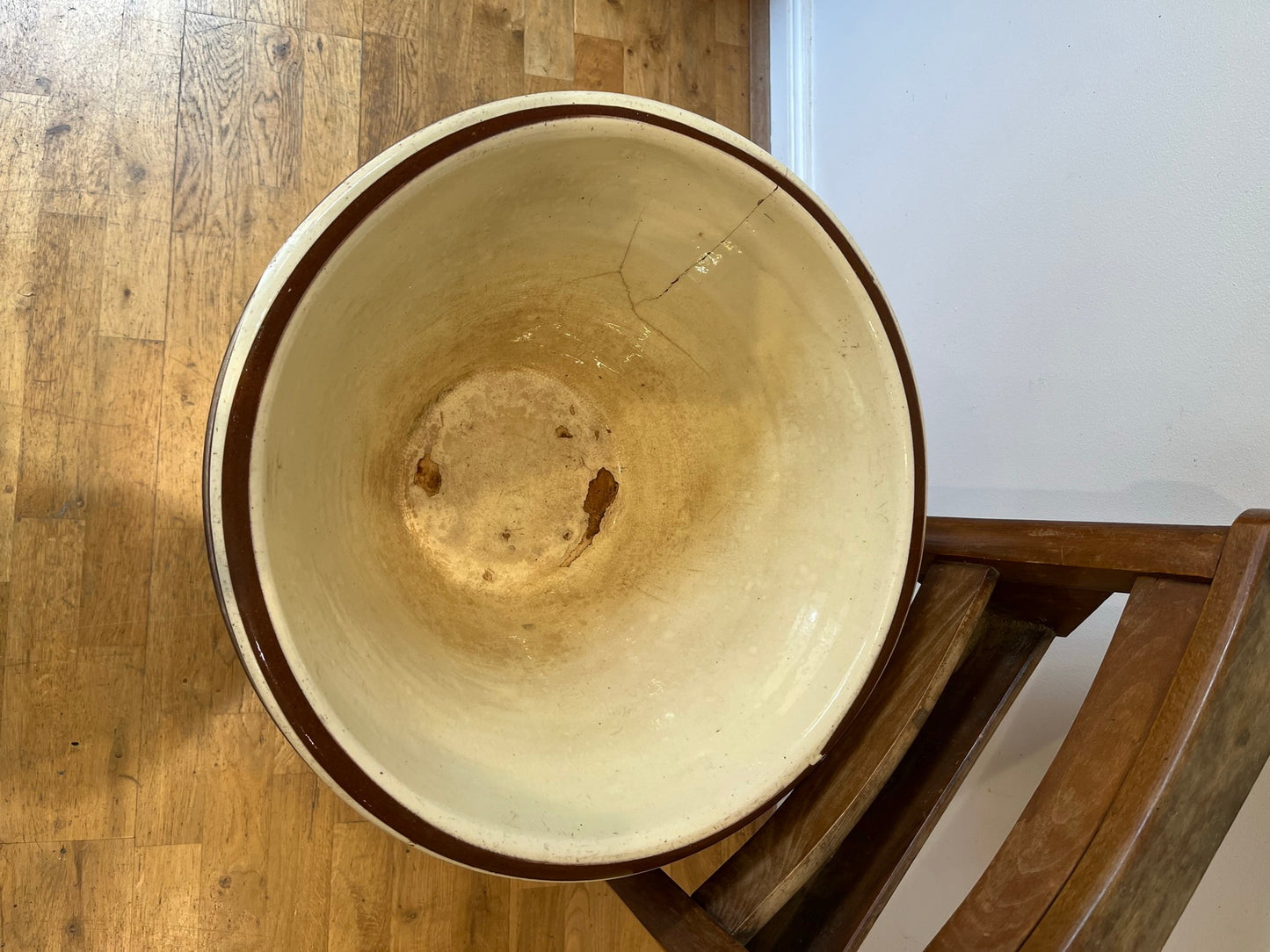 Large slipware dairy bowl.