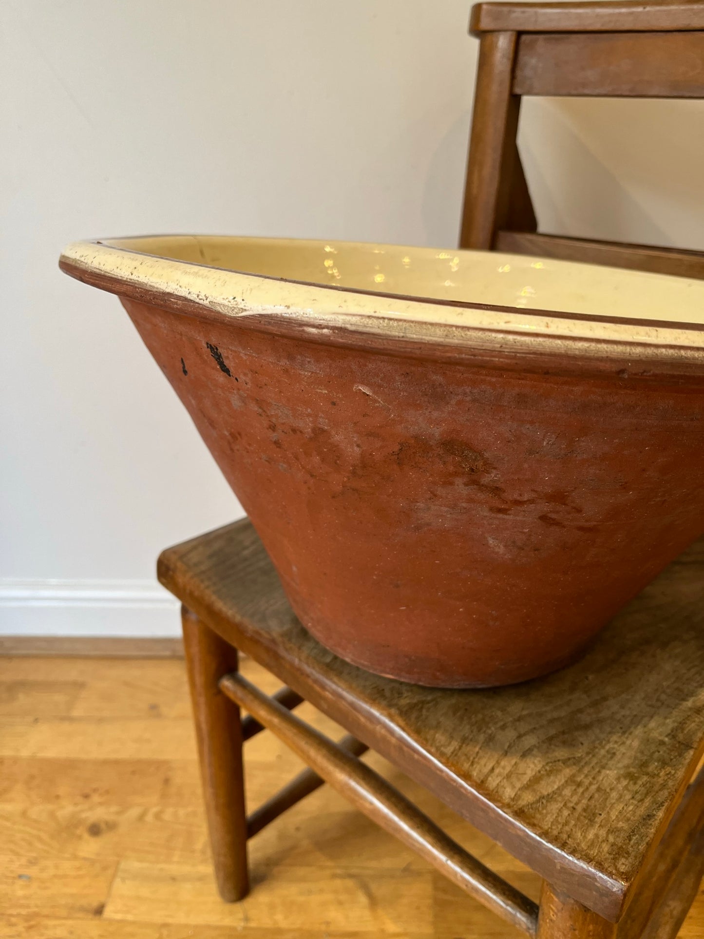 Large slipware dairy bowl.