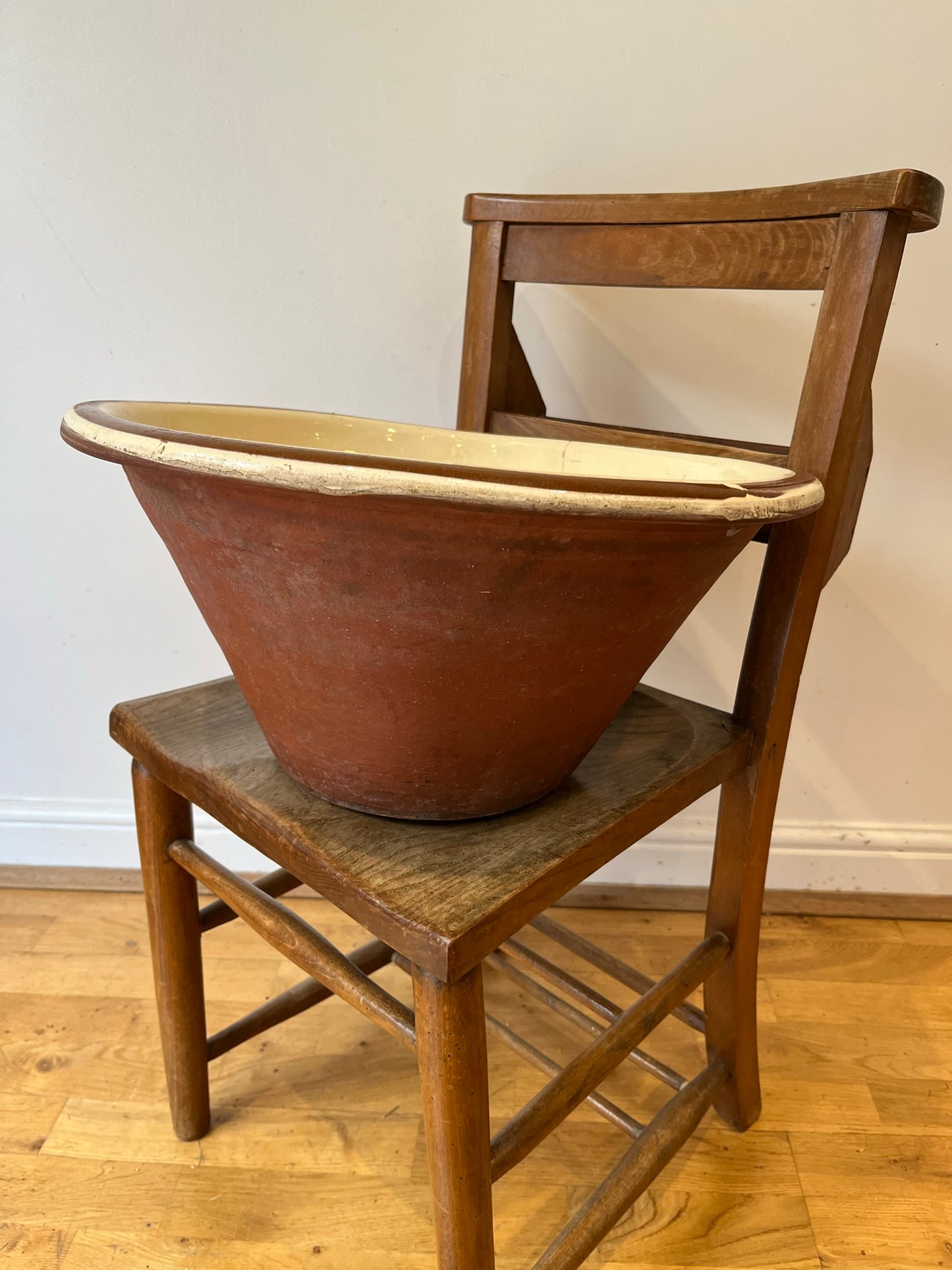 Large slipware dairy bowl.
