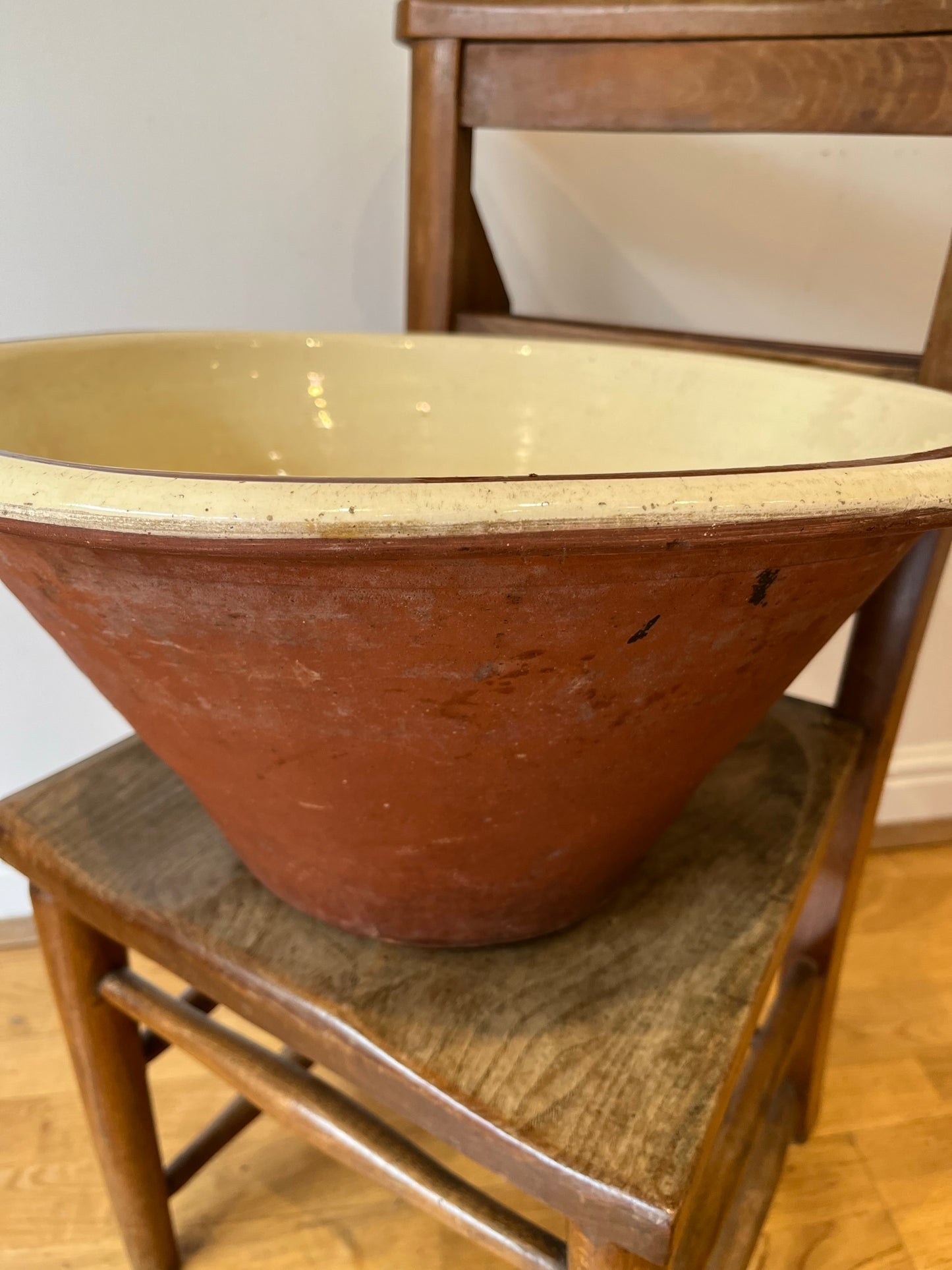Large slipware dairy bowl.