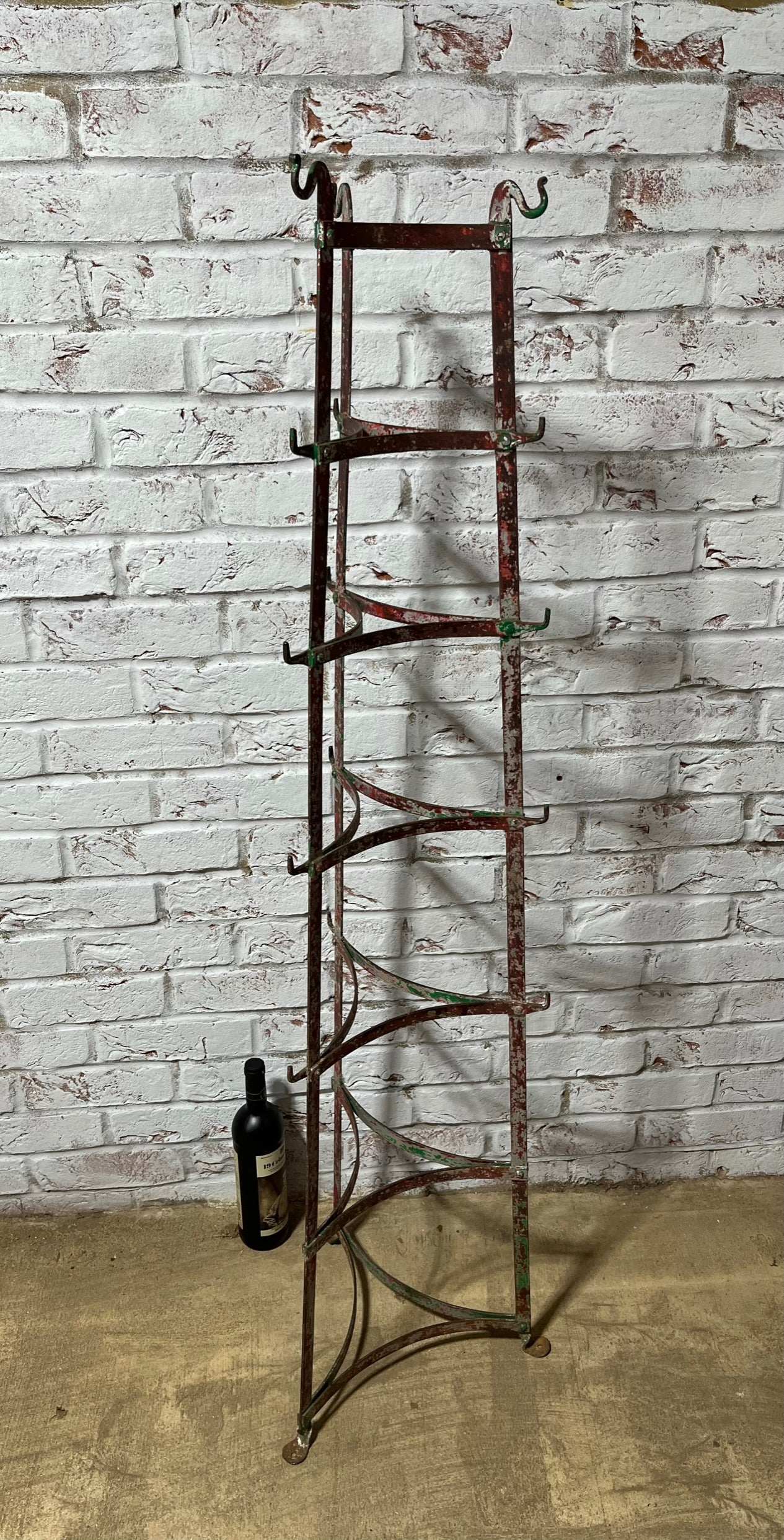 Large kitchen pots and pans rack with hooks.