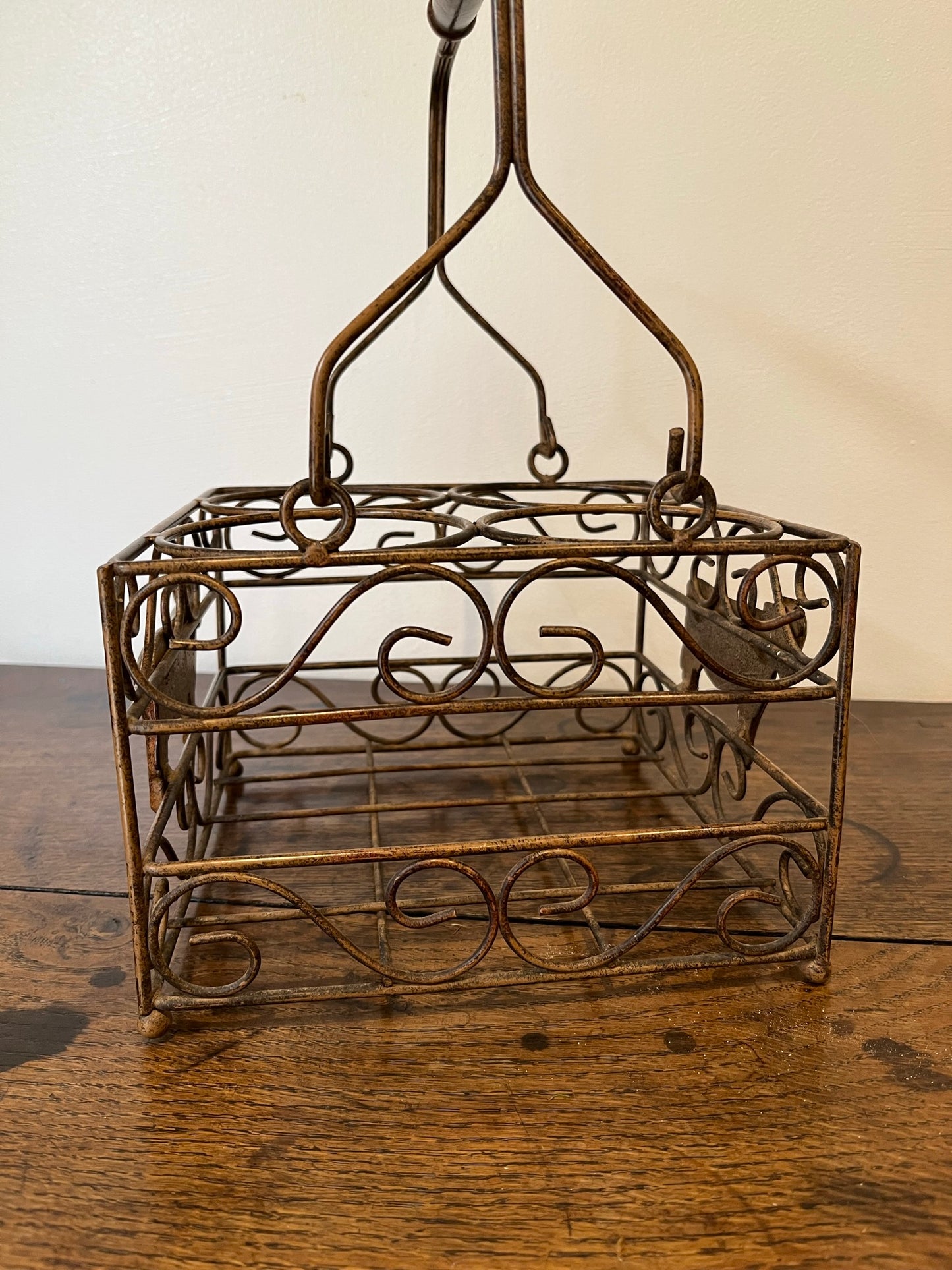 Pretty French milk bottle holder with cast cow detail.