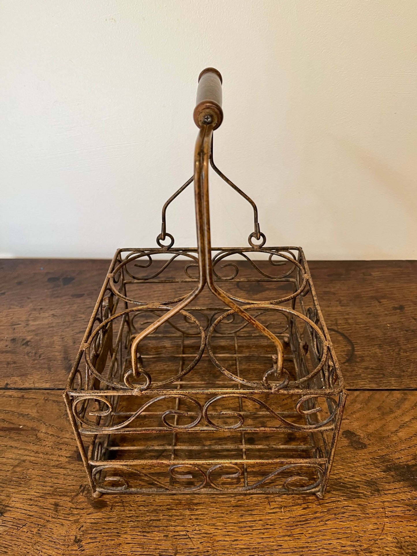 Pretty French milk bottle holder with cast cow detail.