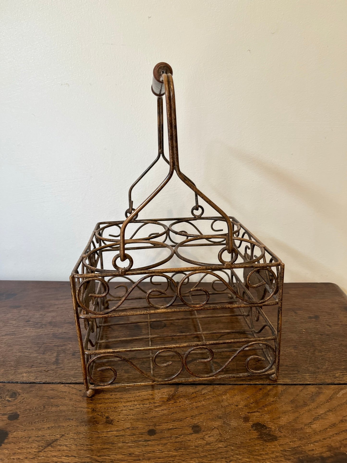 Pretty French milk bottle holder with cast cow detail.