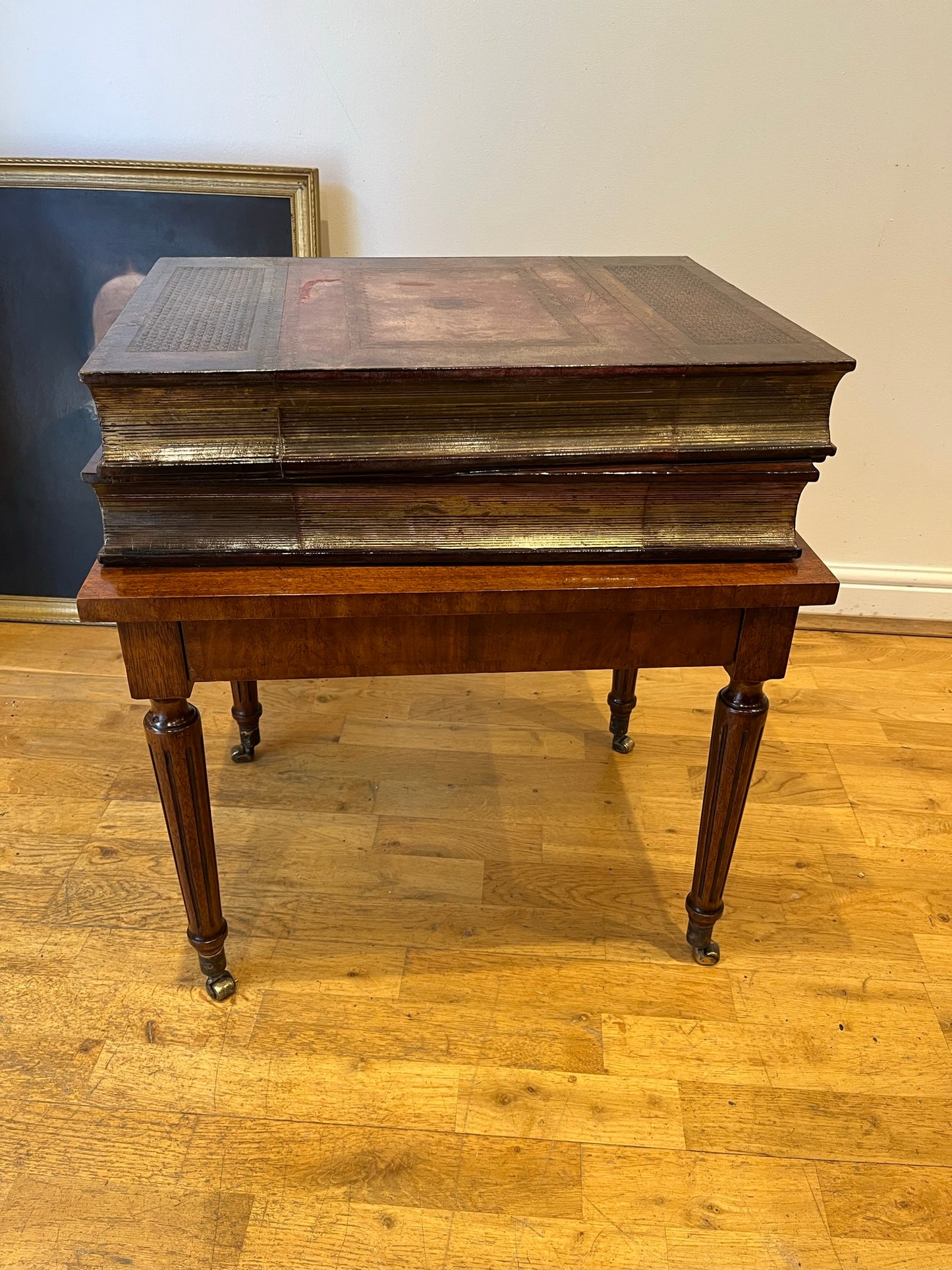 Maitland-Smith lamp table with hidden drawers.