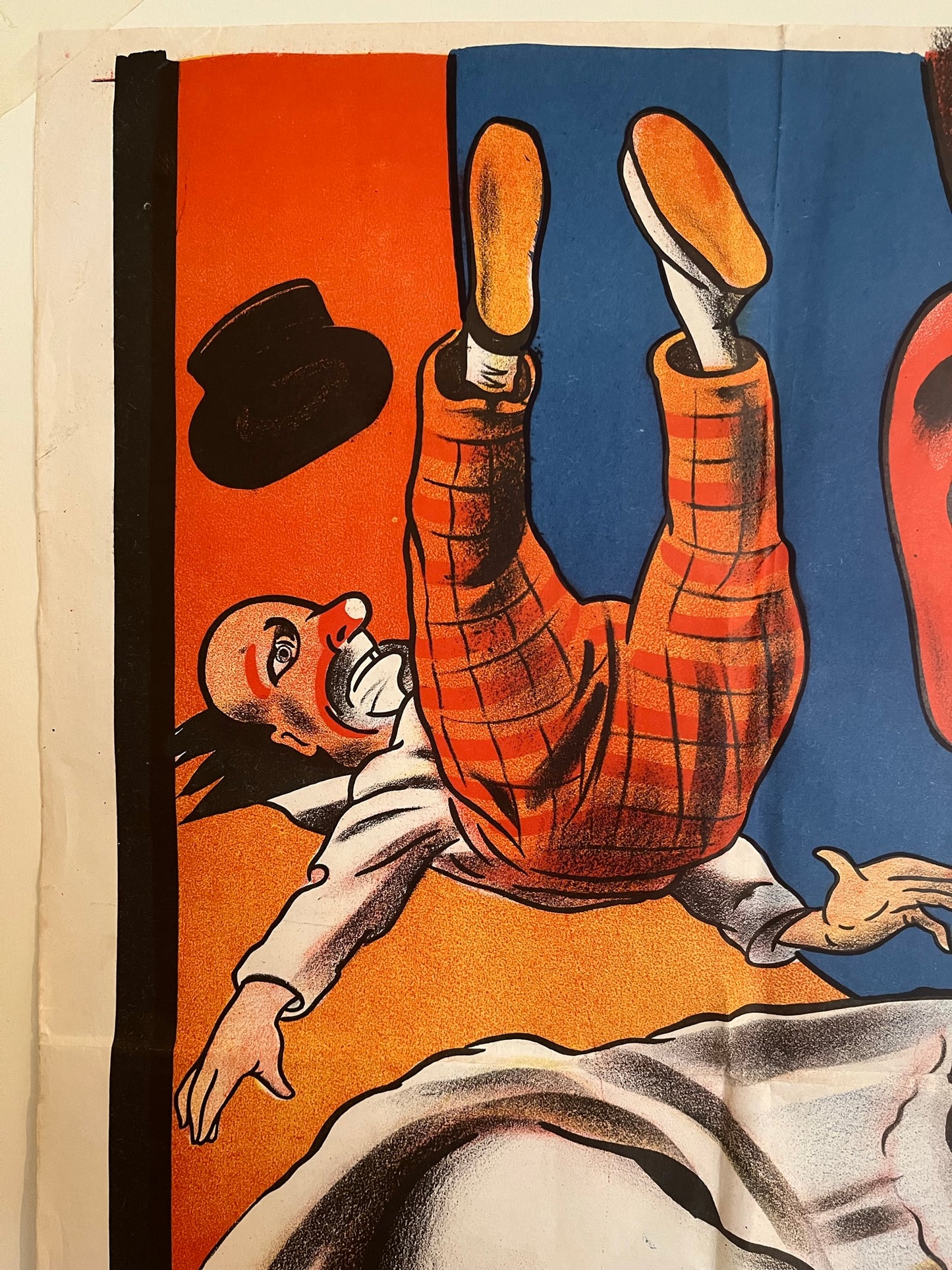Very large original vintage circus clown advertising poster.