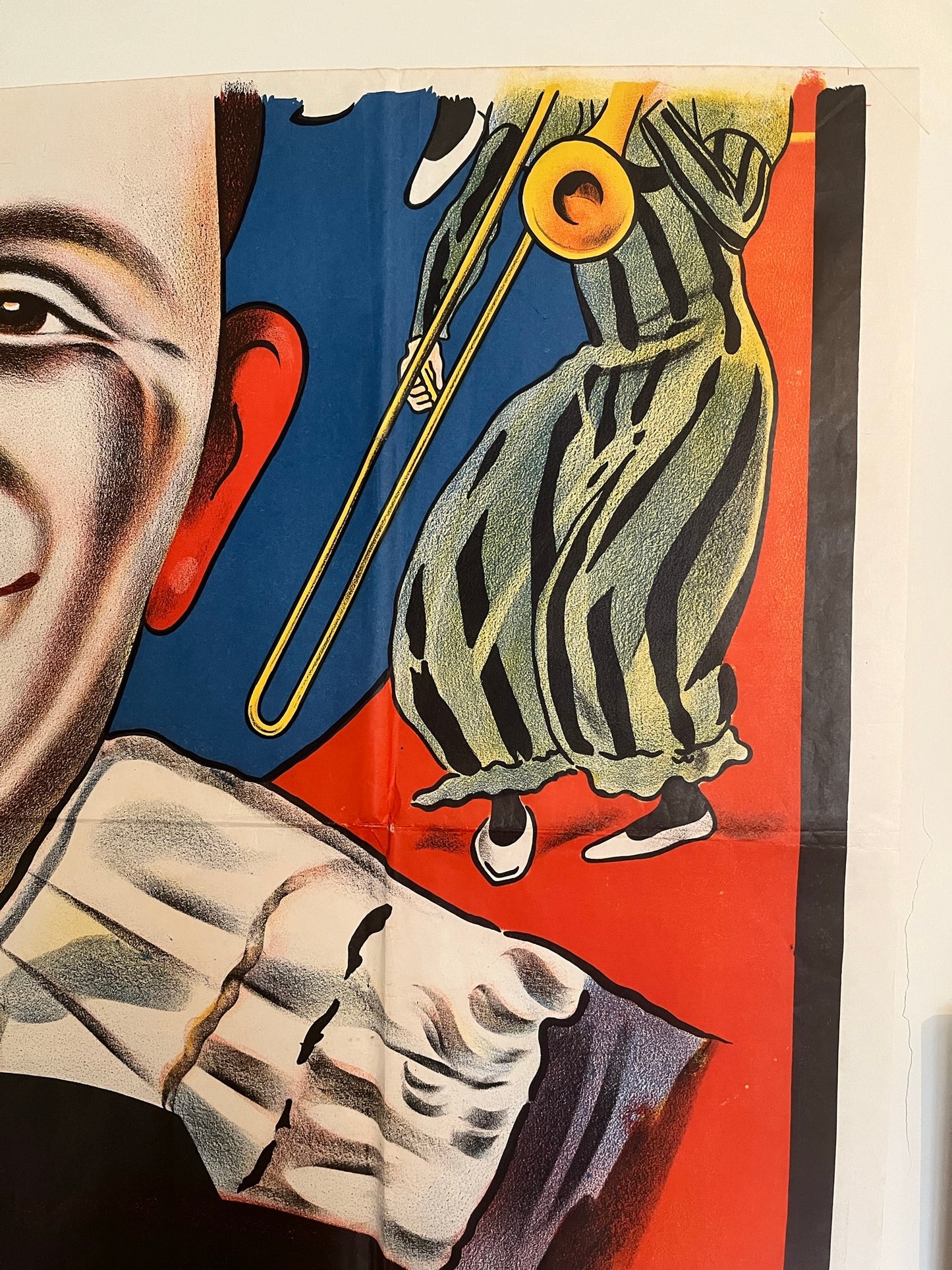 Very large original vintage circus clown advertising poster.