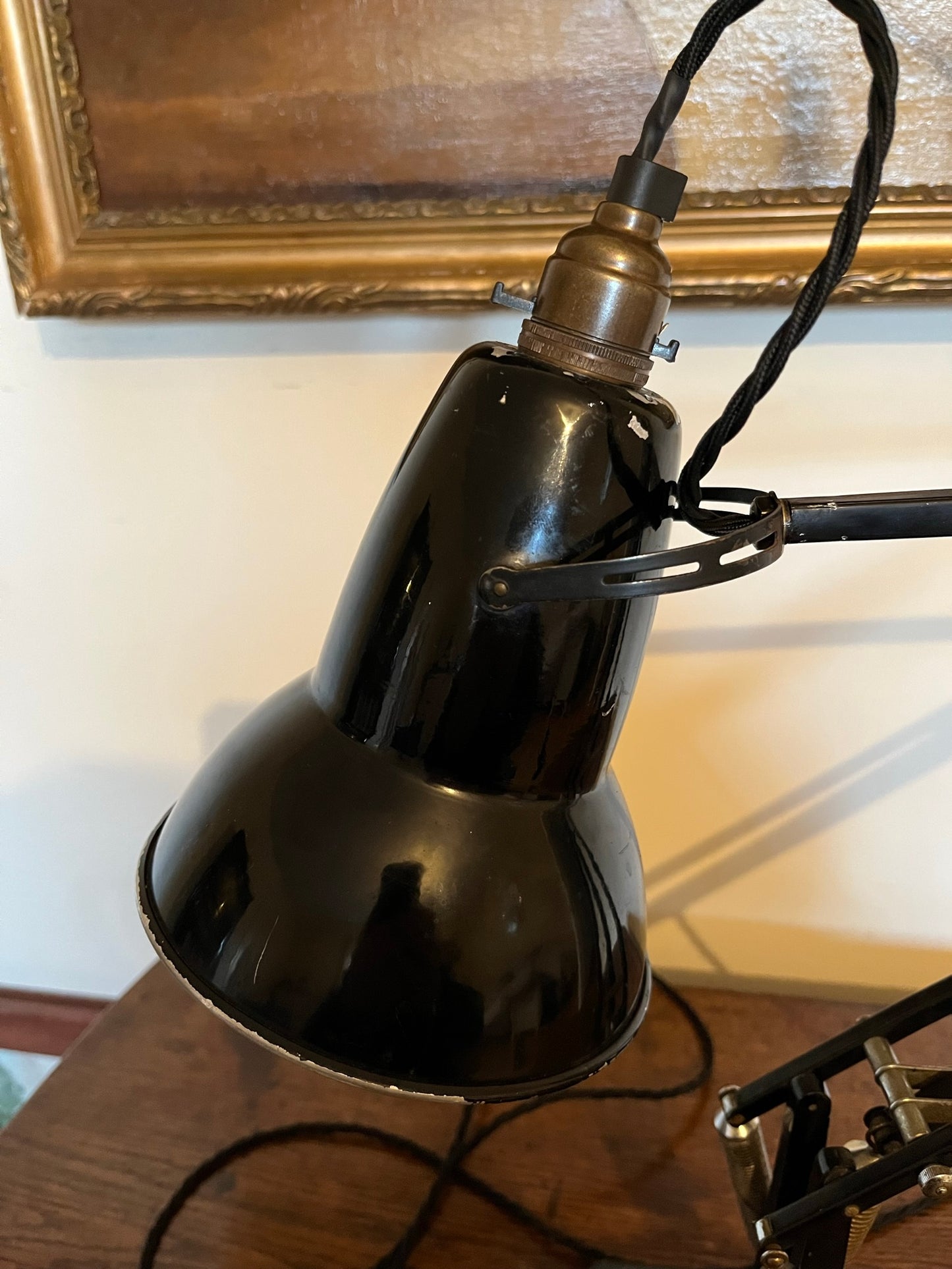 A matching pair of black Anglepoise desk lamps by Herbert Terry and Sons, 1940s.