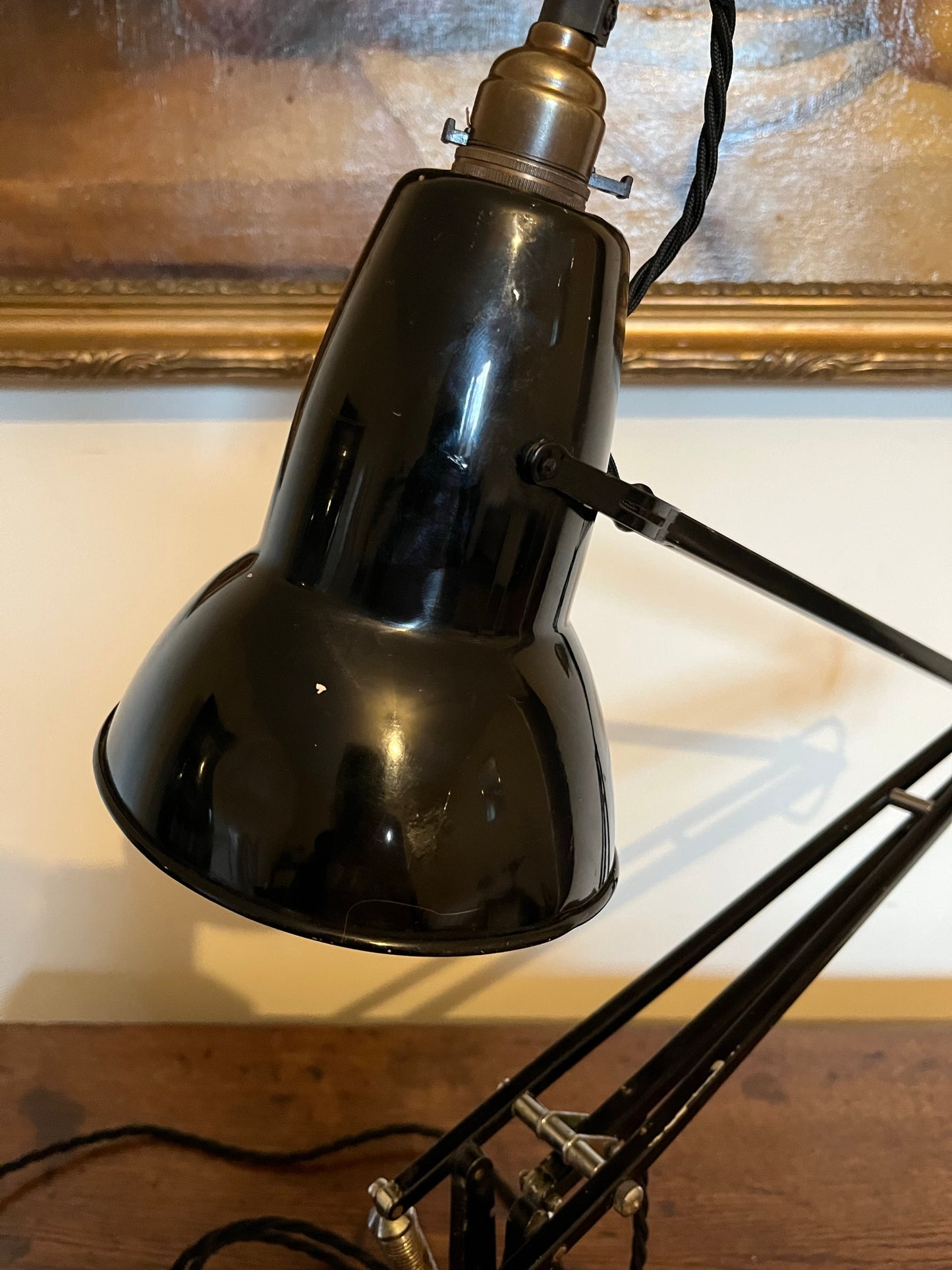 A matching pair of black Anglepoise desk lamps by Herbert Terry and Sons, 1940s.