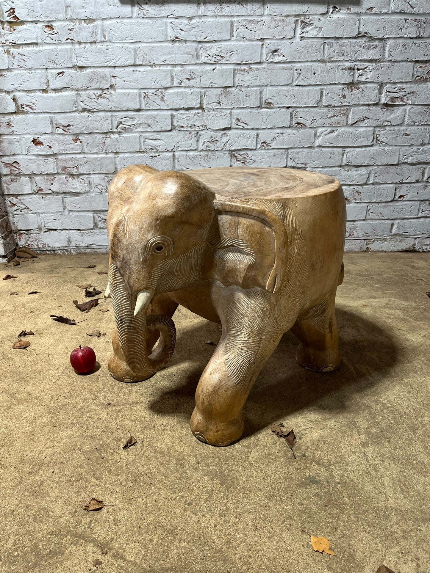Vintage carved hardwood elephant table, stool or stand.