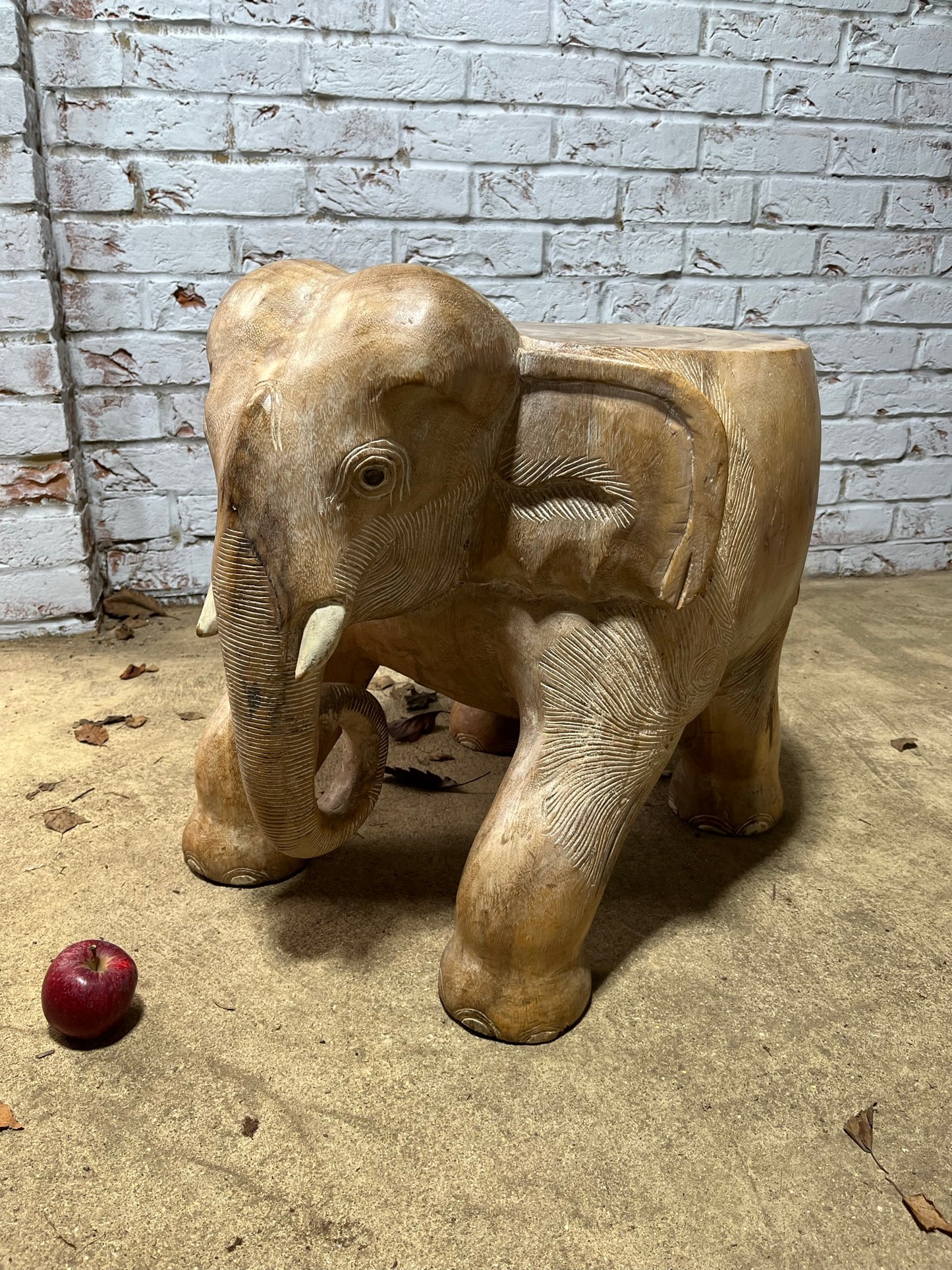 Vintage carved hardwood elephant table, stool or stand.