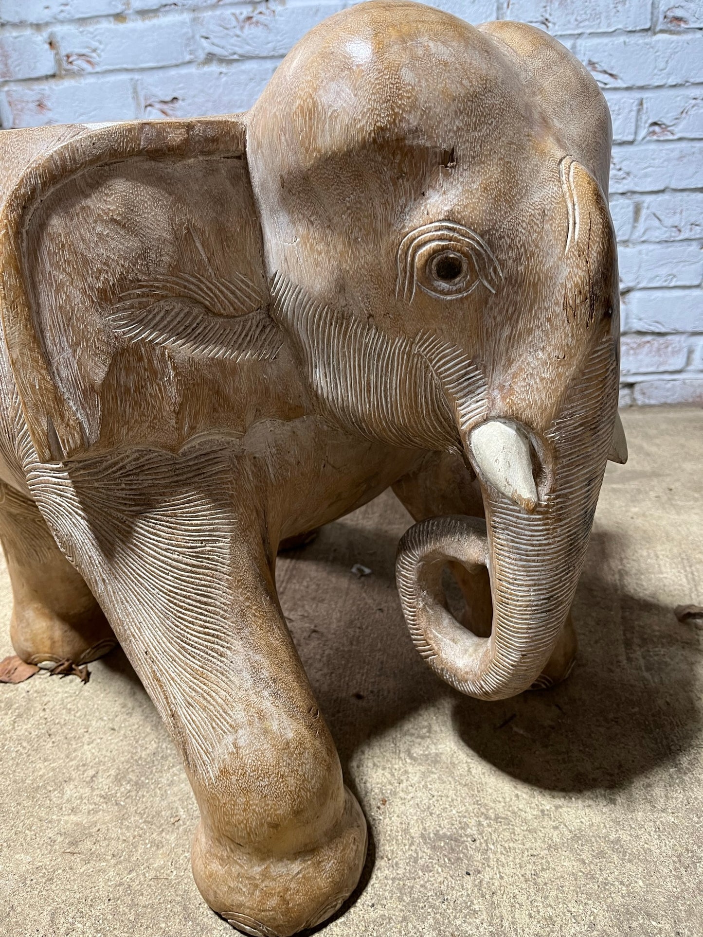 Vintage carved hardwood elephant table, stool or stand.