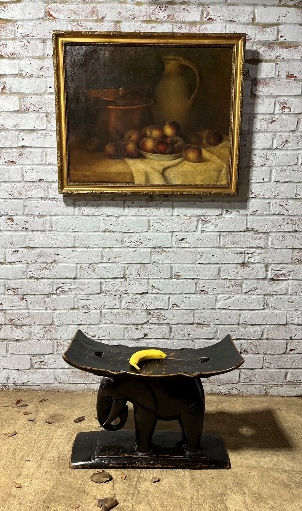 Ebonised African elephant Ashanti stool or coffee table.