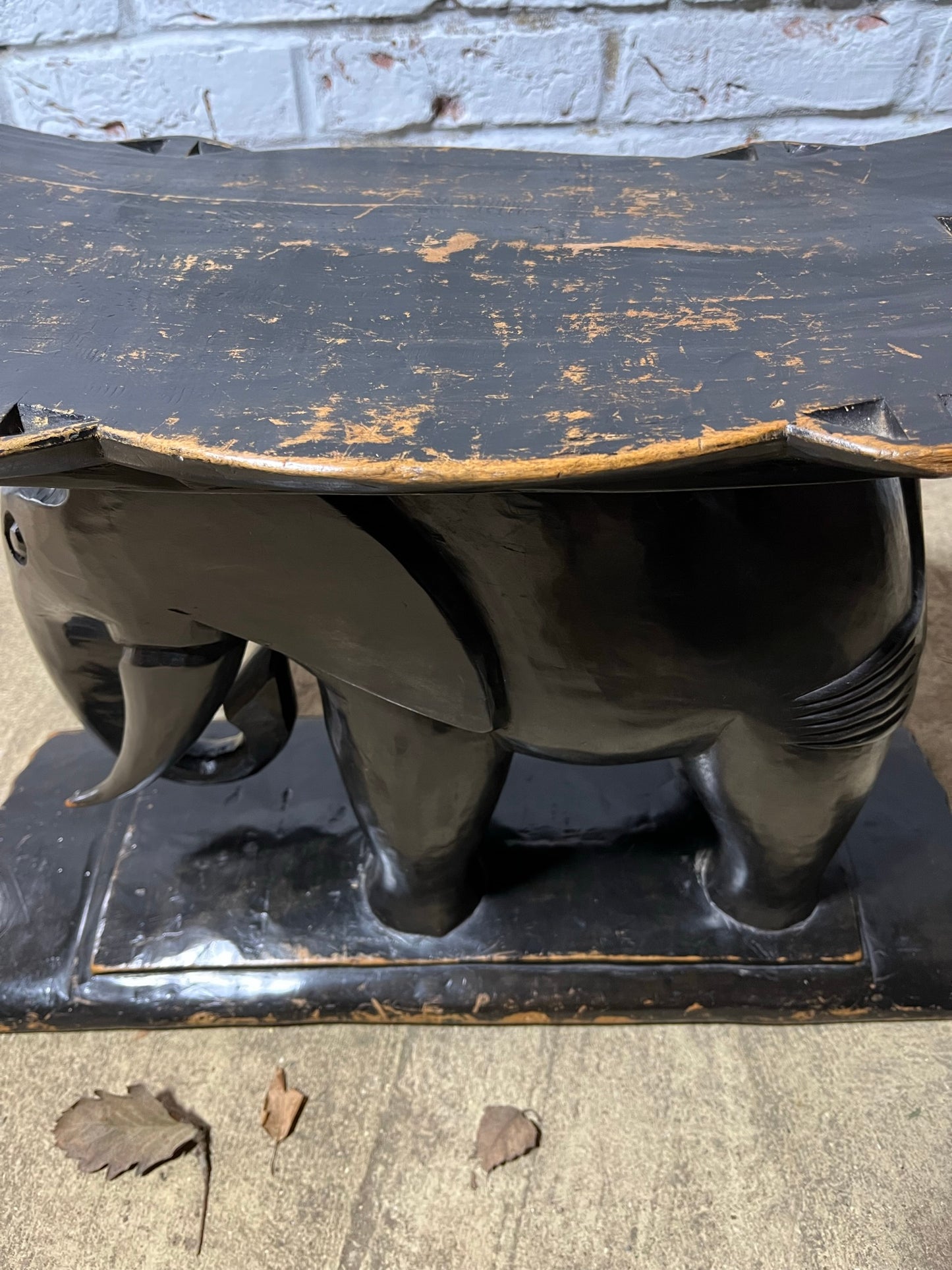 Ebonised African elephant Ashanti stool or coffee table.