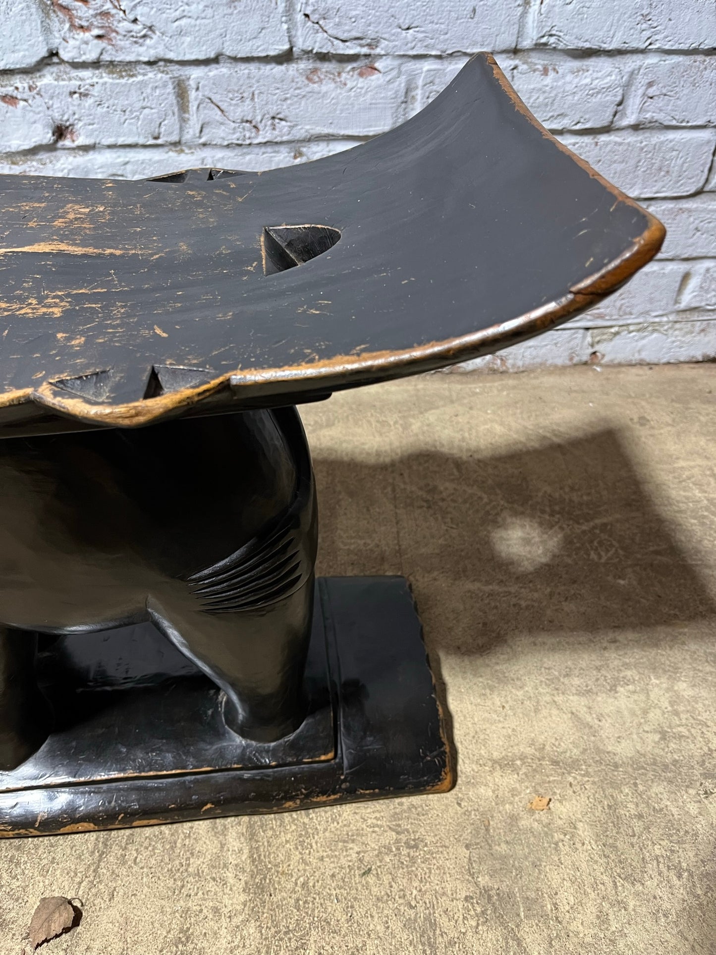 Ebonised African elephant Ashanti stool or coffee table.