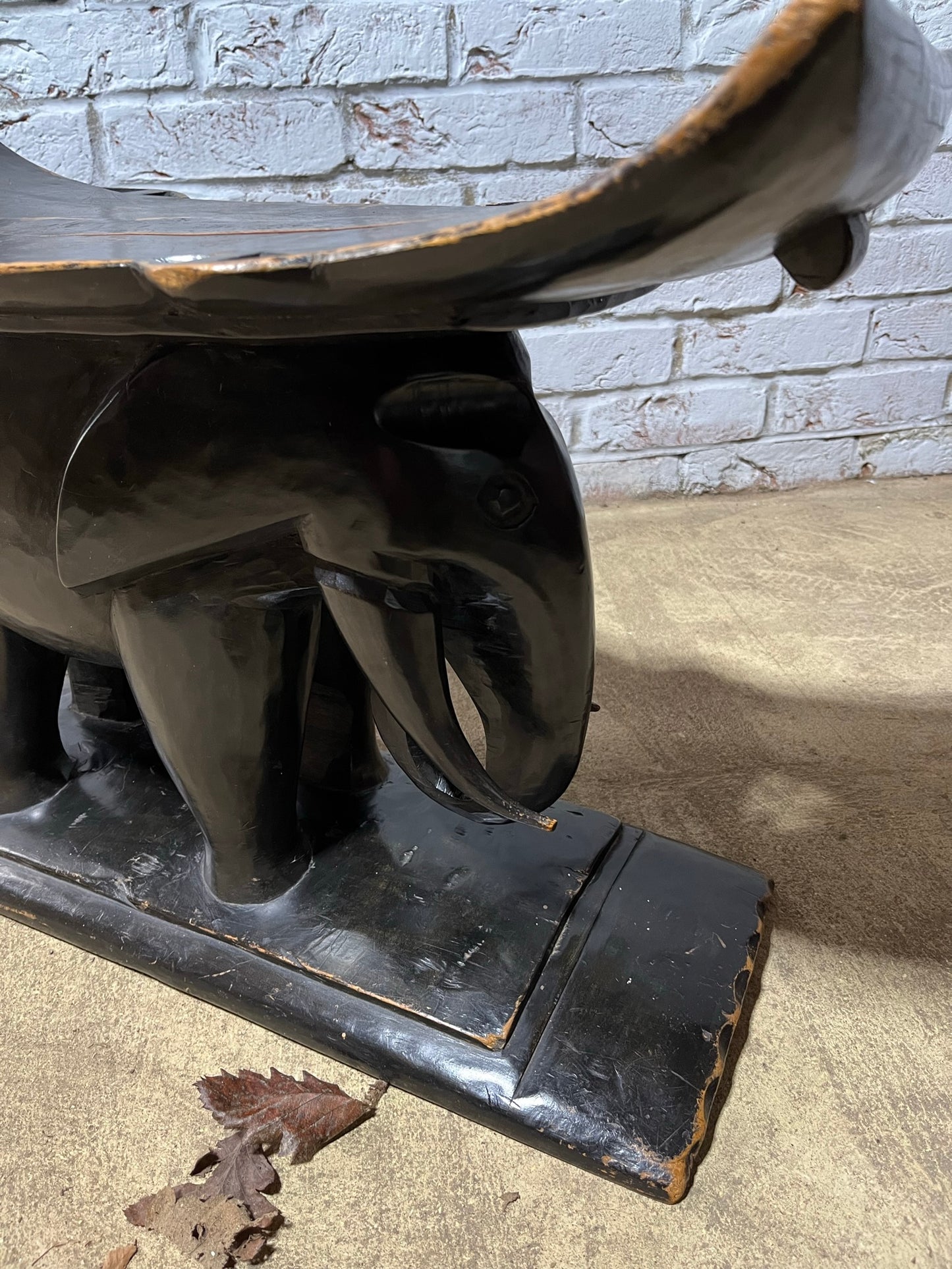 Ebonised African elephant Ashanti stool or coffee table.