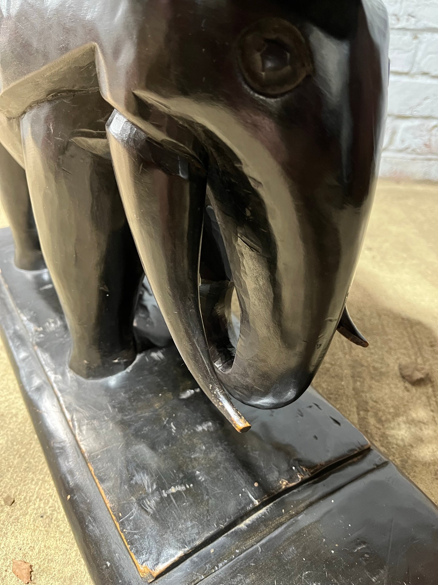 Ebonised African elephant Ashanti stool or coffee table.