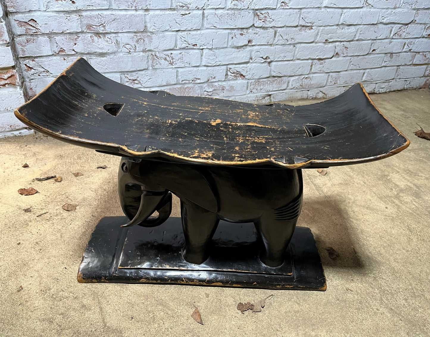 Ebonised African elephant Ashanti stool or coffee table.