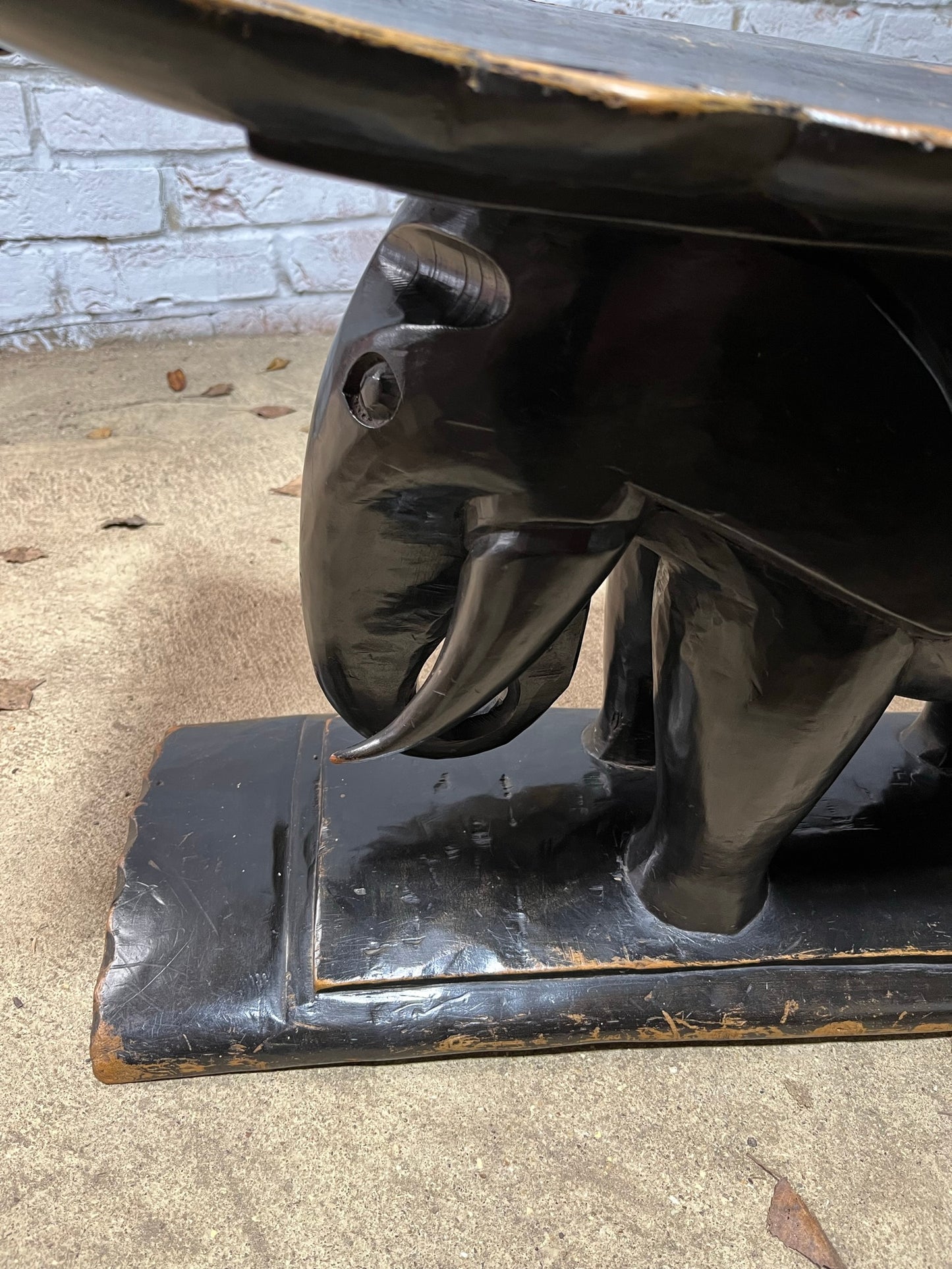 Ebonised African elephant Ashanti stool or coffee table.