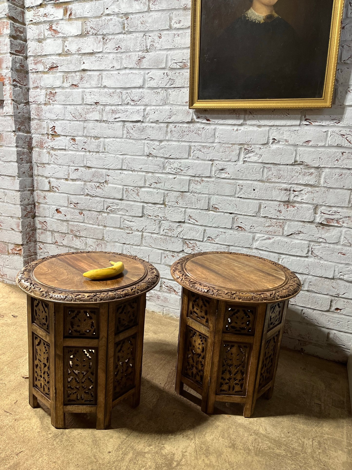 Pair of middle eastern-style occasional tables.