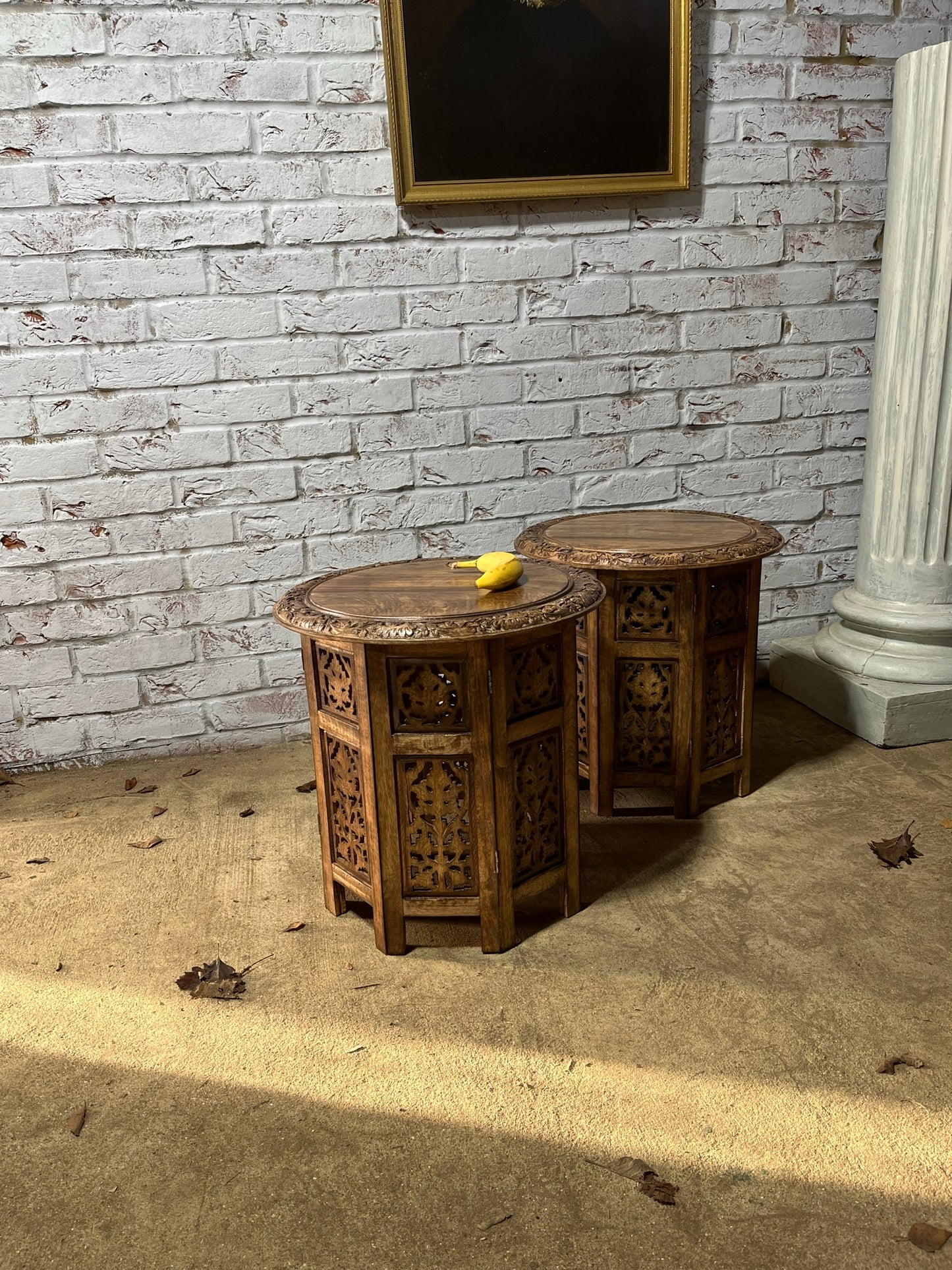 Pair of middle eastern-style occasional tables.