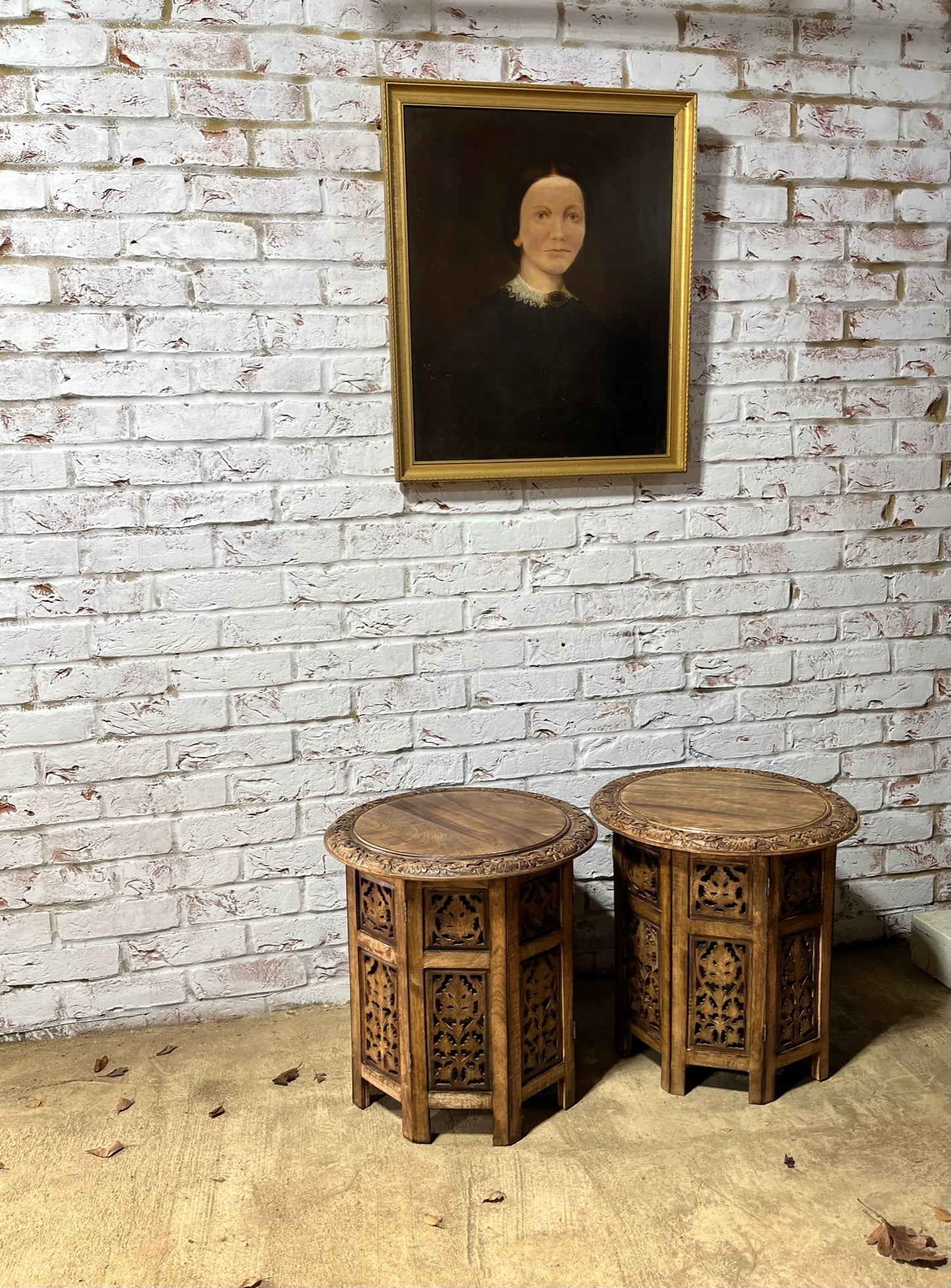Pair of middle eastern-style occasional tables.