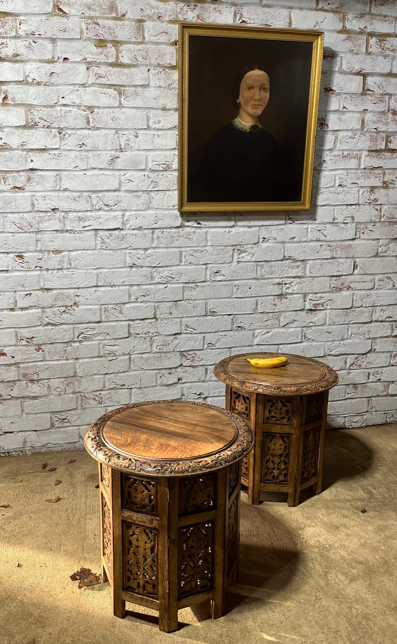 Pair of middle eastern-style occasional tables.