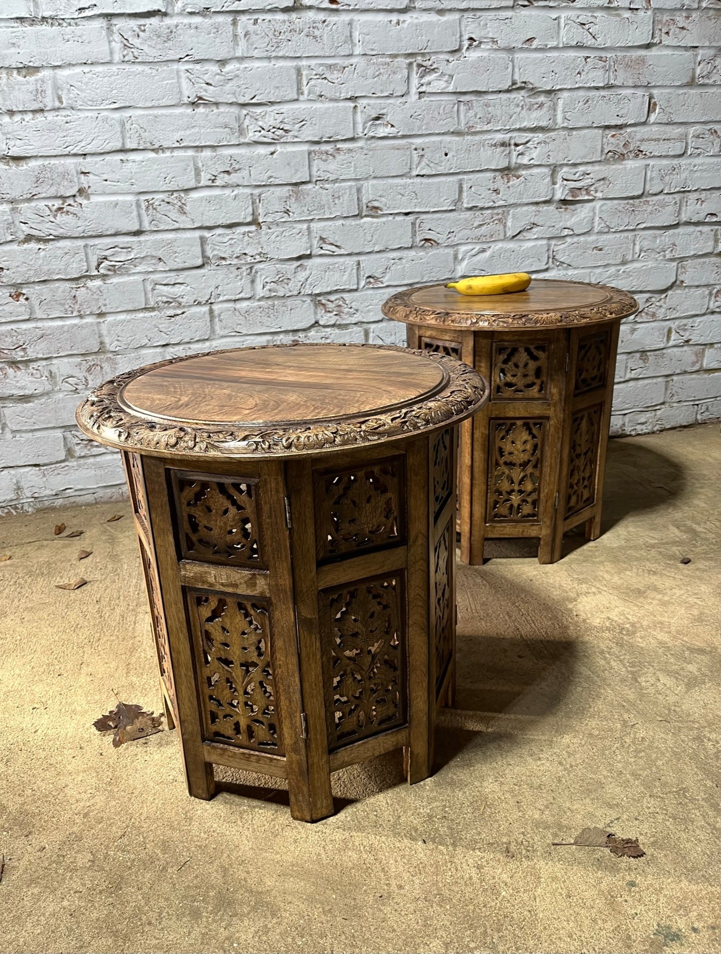 Pair of middle eastern-style occasional tables.