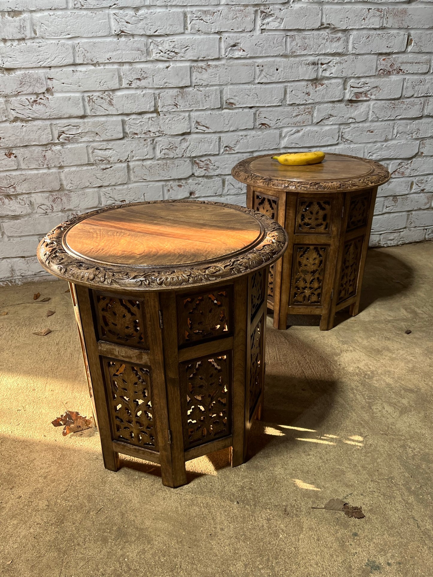 Pair of middle eastern-style occasional tables.