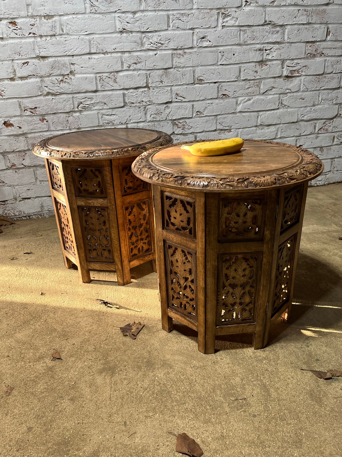 Pair of middle eastern-style occasional tables.