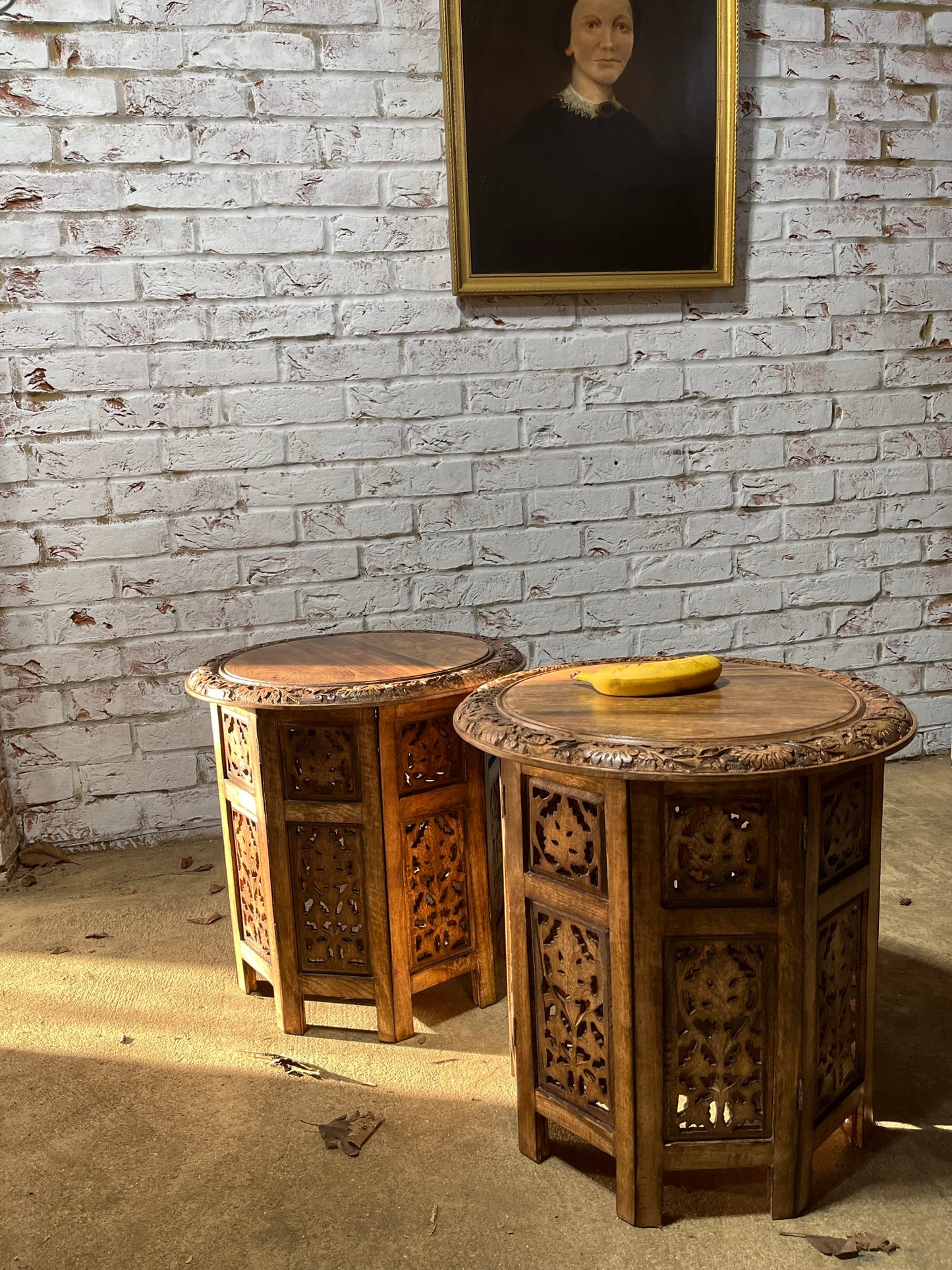 Pair of middle eastern-style occasional tables.