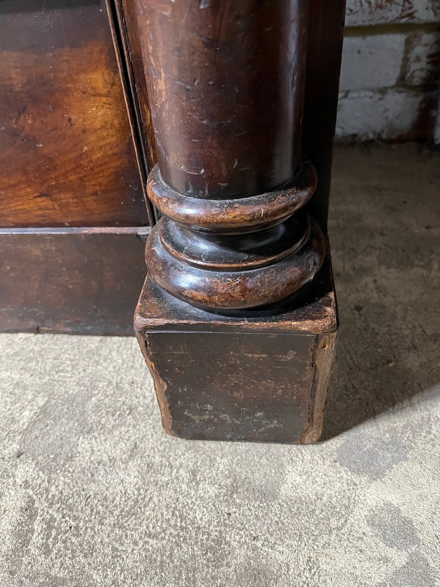 A very large William IV/early Victorian mahogany open bookcase with drawers.