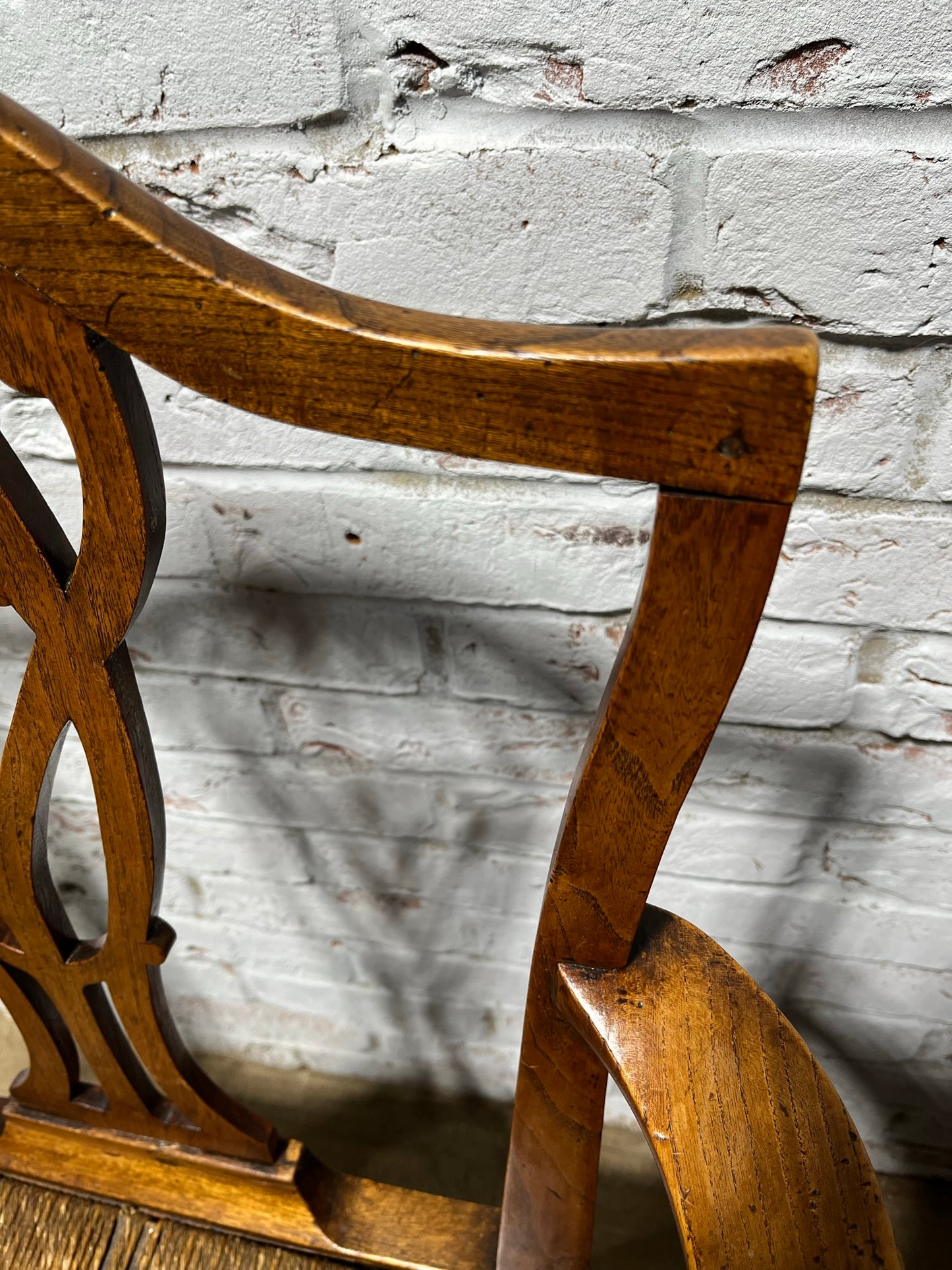 Early 19th century Georgian elm carver or open armchair.