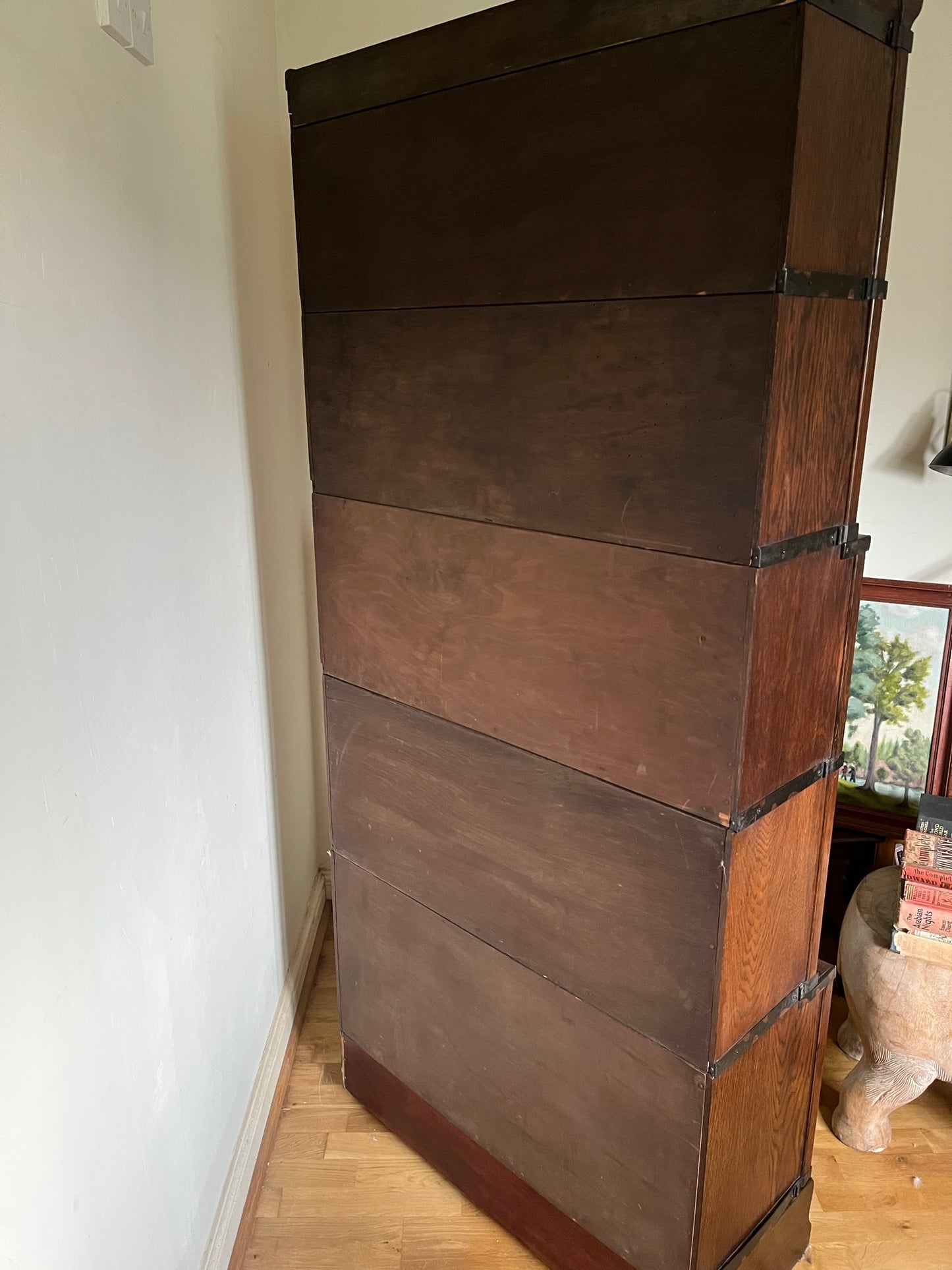 Large, early 5-tier (plus drawer) Globe Wernicke stackable bookcase, circa 1905, with provenance.